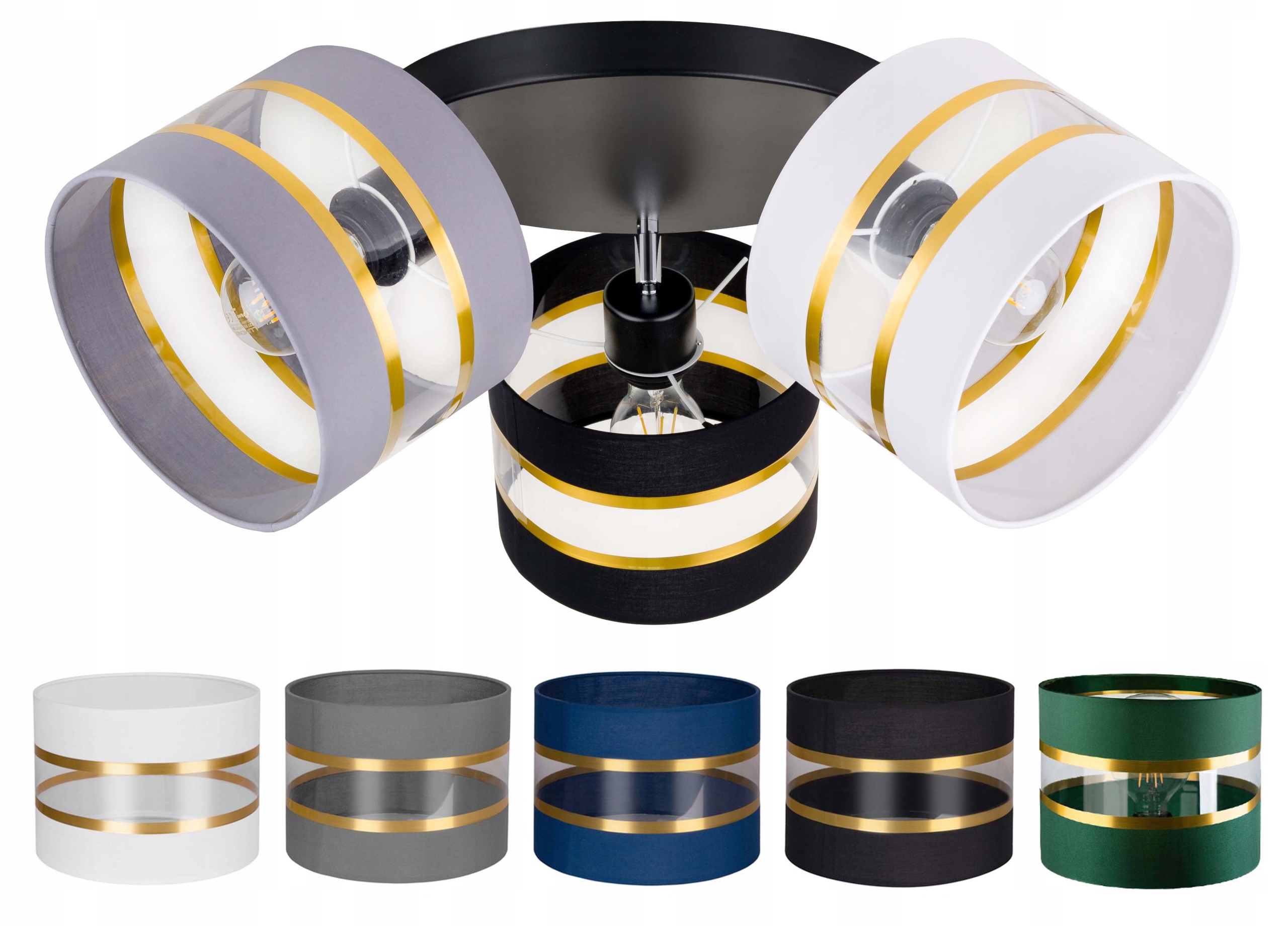 Lampa stropní svítidlo pohyblivý stropní lustr Abażur Černá Bílá Šedá Zelená