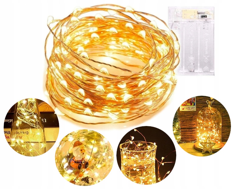 

Lampki Drucik 50 Led Na Baterie Ciepłe Światło 5M