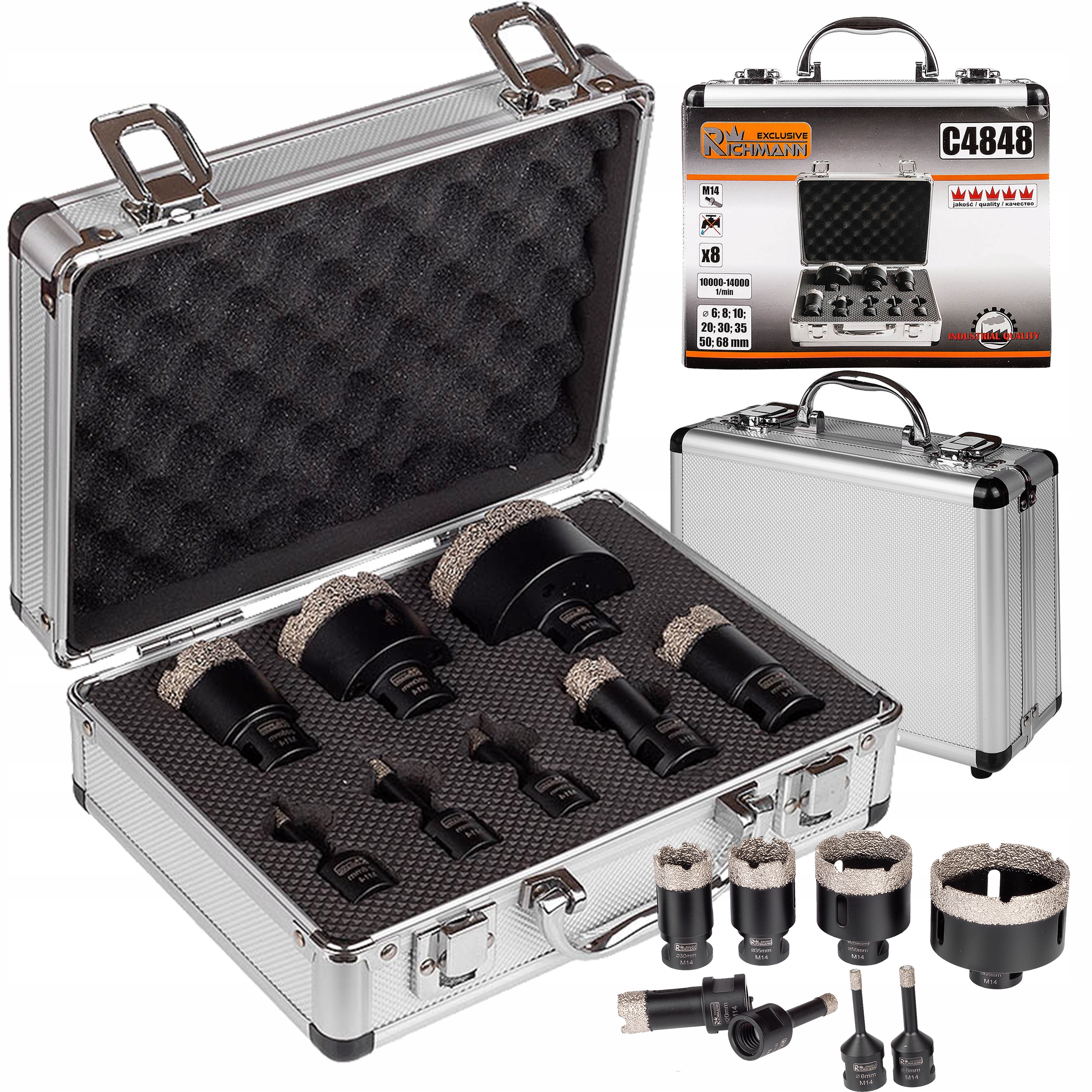 ZESTAW OTWORNICE DIAMENTOWE 6-68MM 8 EL. M14 ETUI