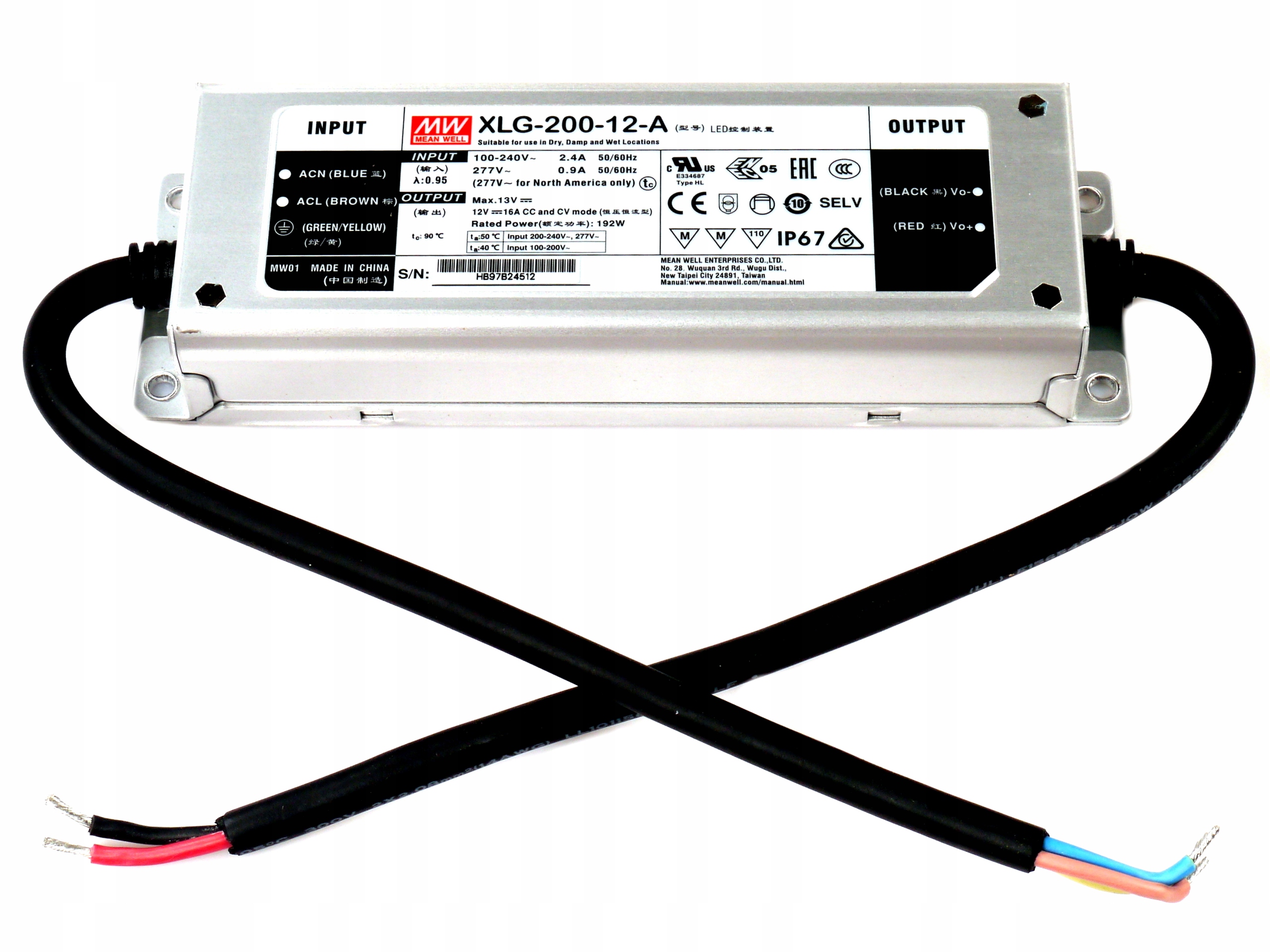 Mean Well XLG-200-12-A 192W 12V 16A Led Napájecí zdroj IP67