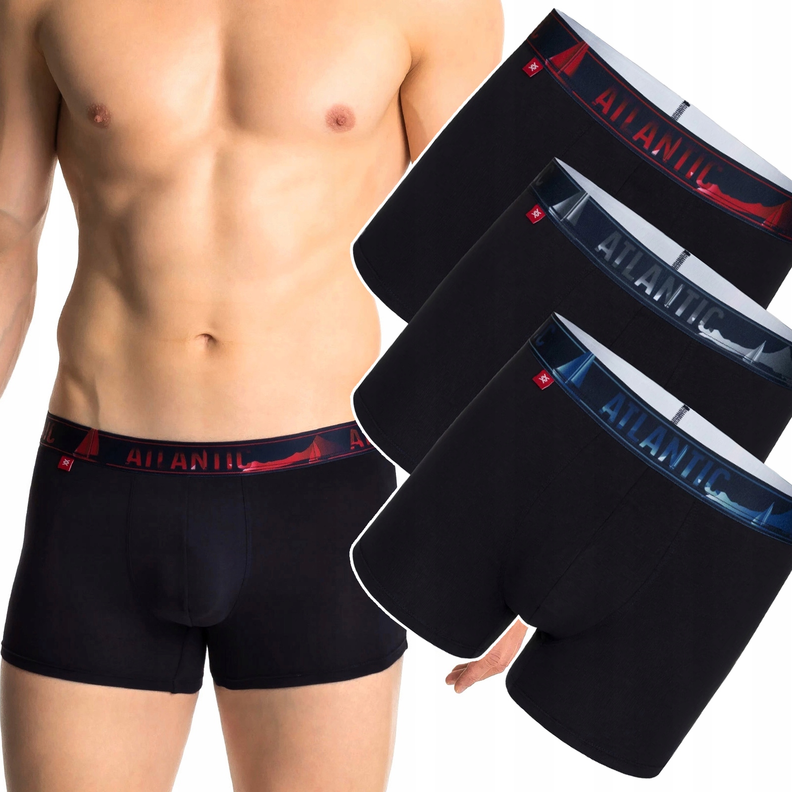 x3 Pánské přiléhavé boxerky Atlantic 3MH-159 Bavlněné šortky L