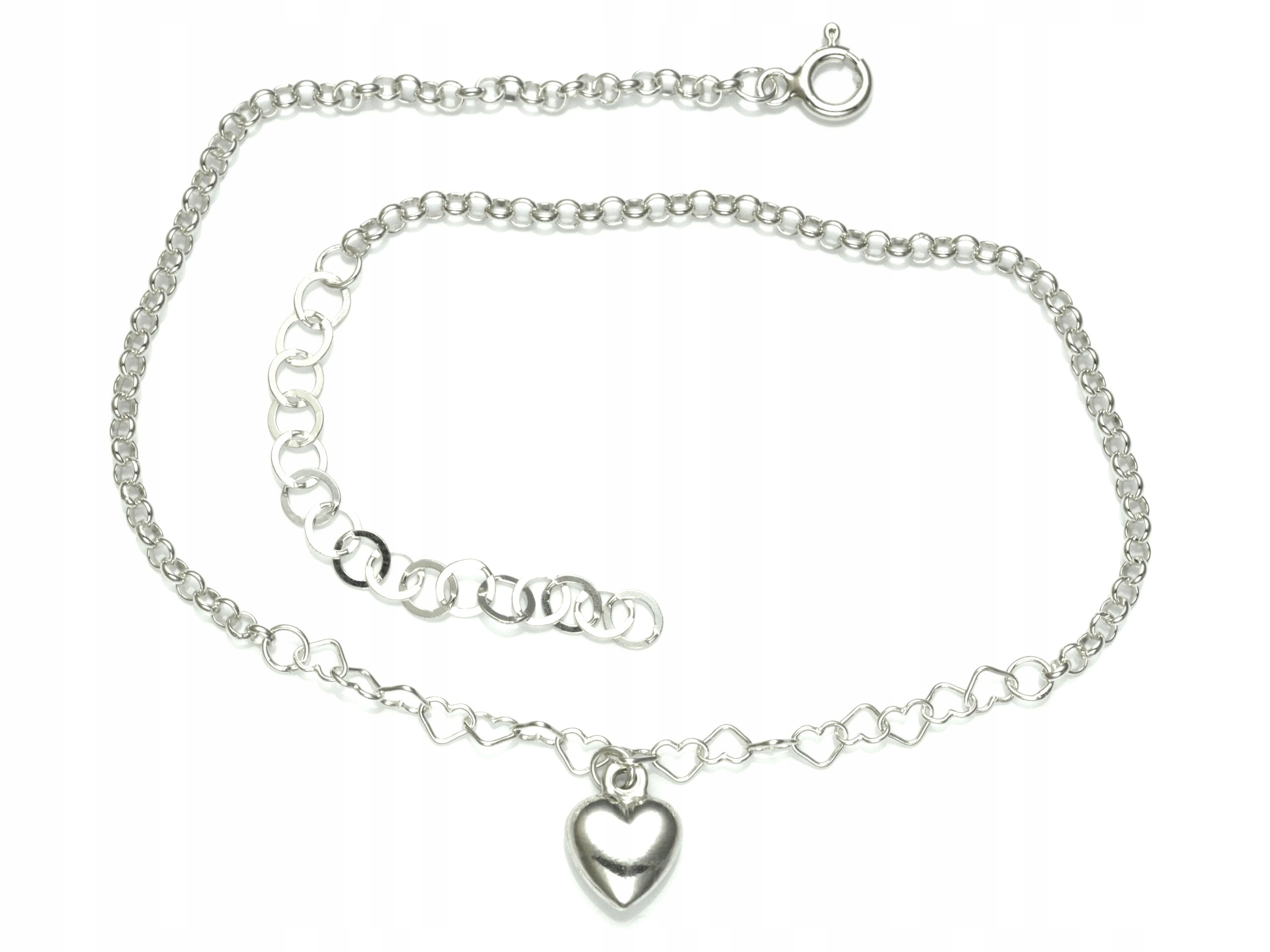 

Bransoletka na nogę Serce 23cm + 5cm Srebro 925