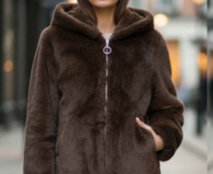 Futerko z kapturem do pasa brąz czekoladowa