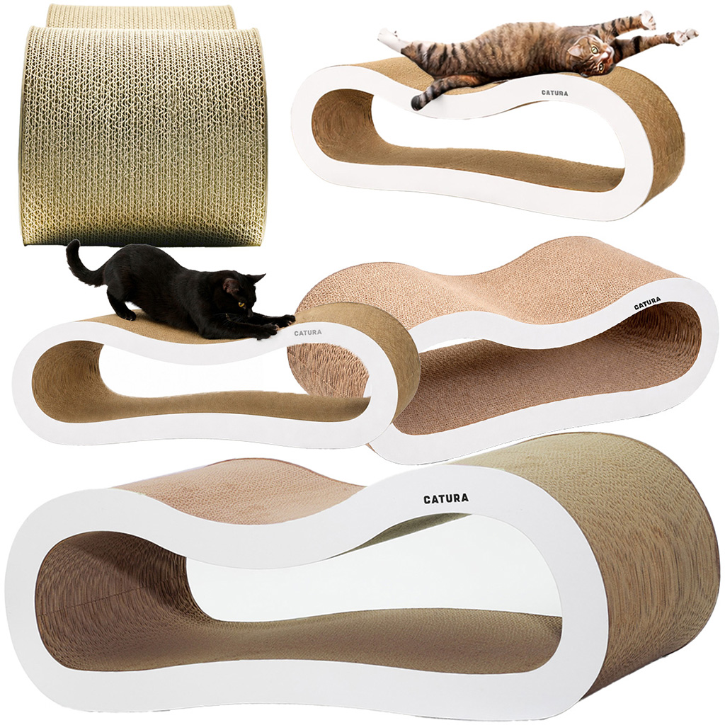 Ekologiczny Drapak dla kota kartonowy Fala leżak Catura Biały Duży