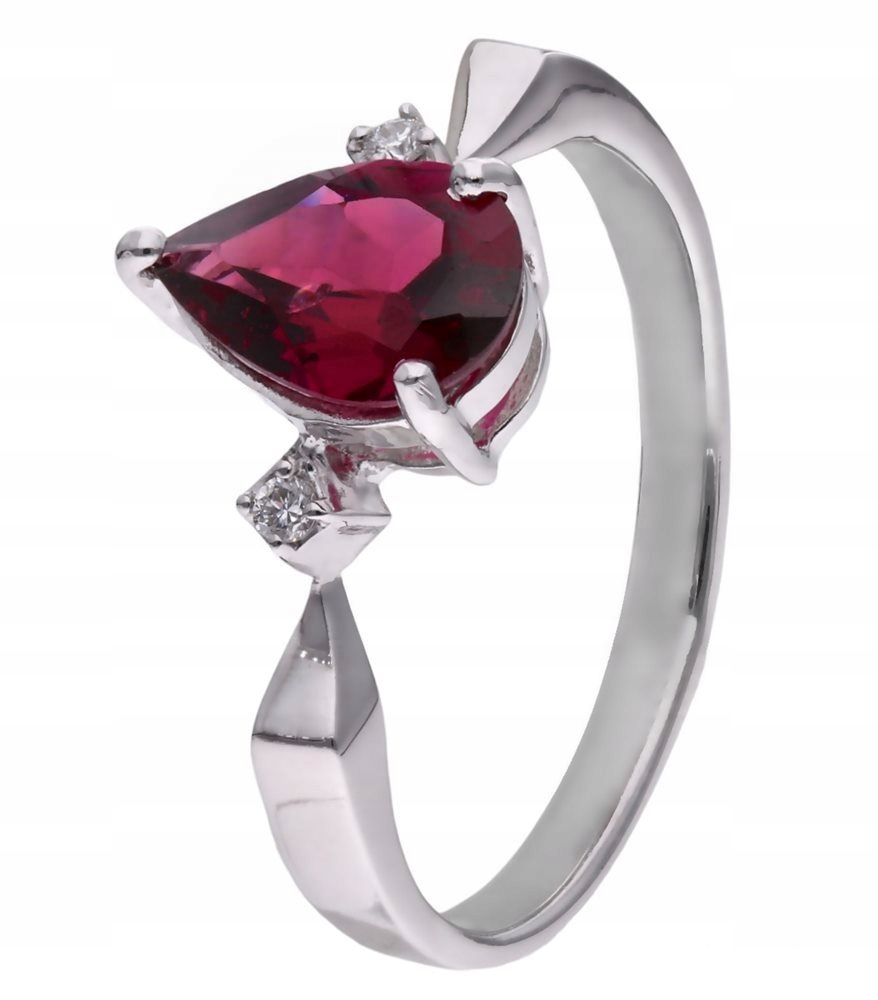 Prstýnek Ag 925 Rodolit a diamant CVD-3394-R-RD vel. 17