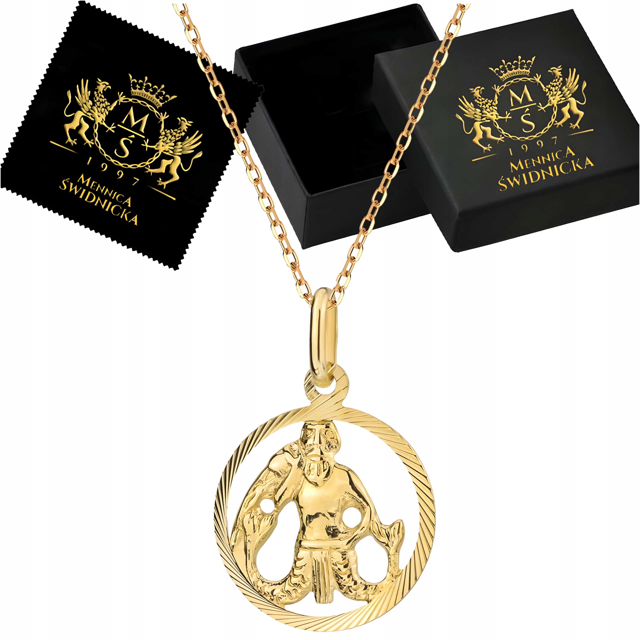 Vodnář Znamení zvěrokruhu Zlatý náhrdelník Zlato 585 Řetízek pro maminku, manželku, dceru