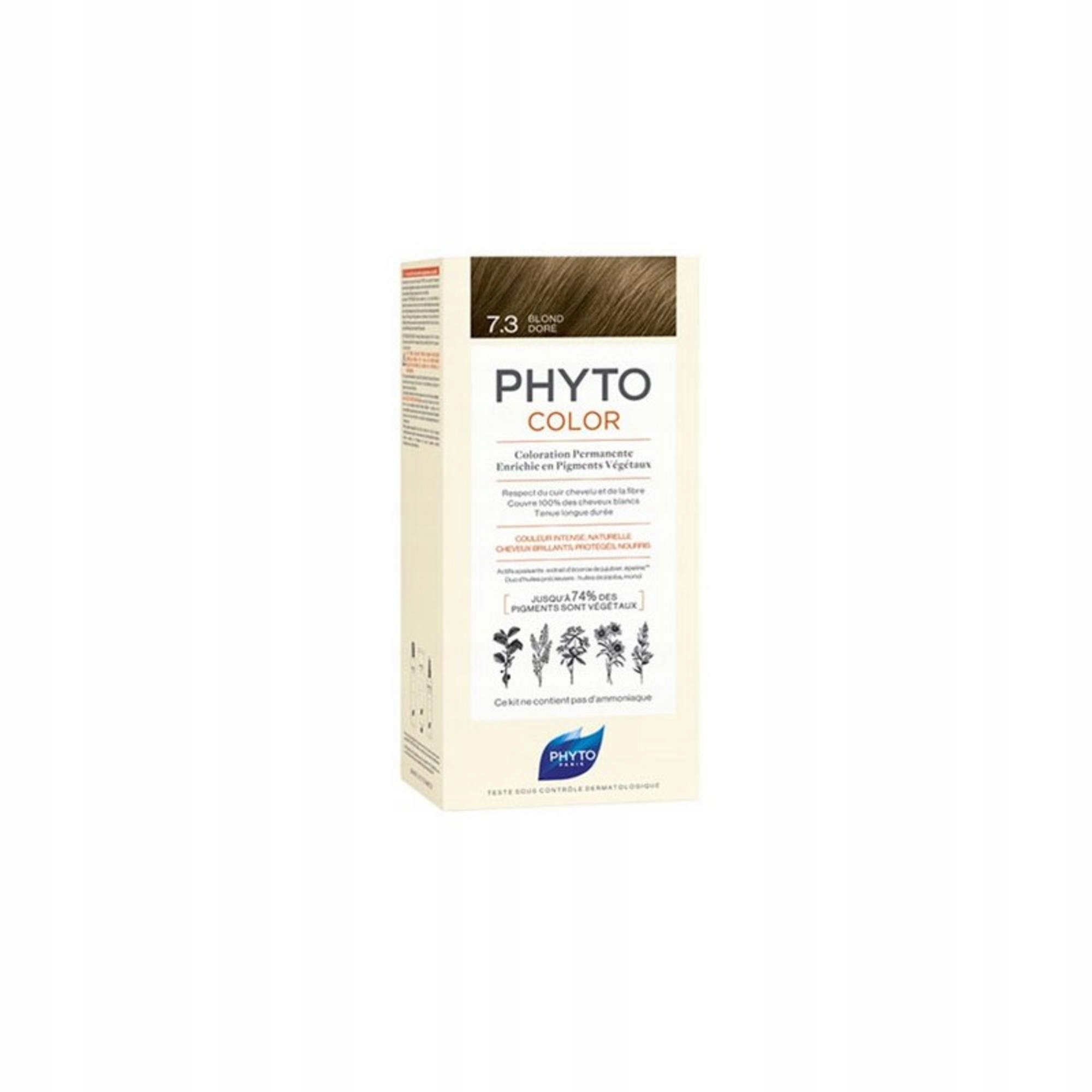 Phyto, Barva, Trvalá barva na vlasy, 7.3 Zlatá blond, 100 ml