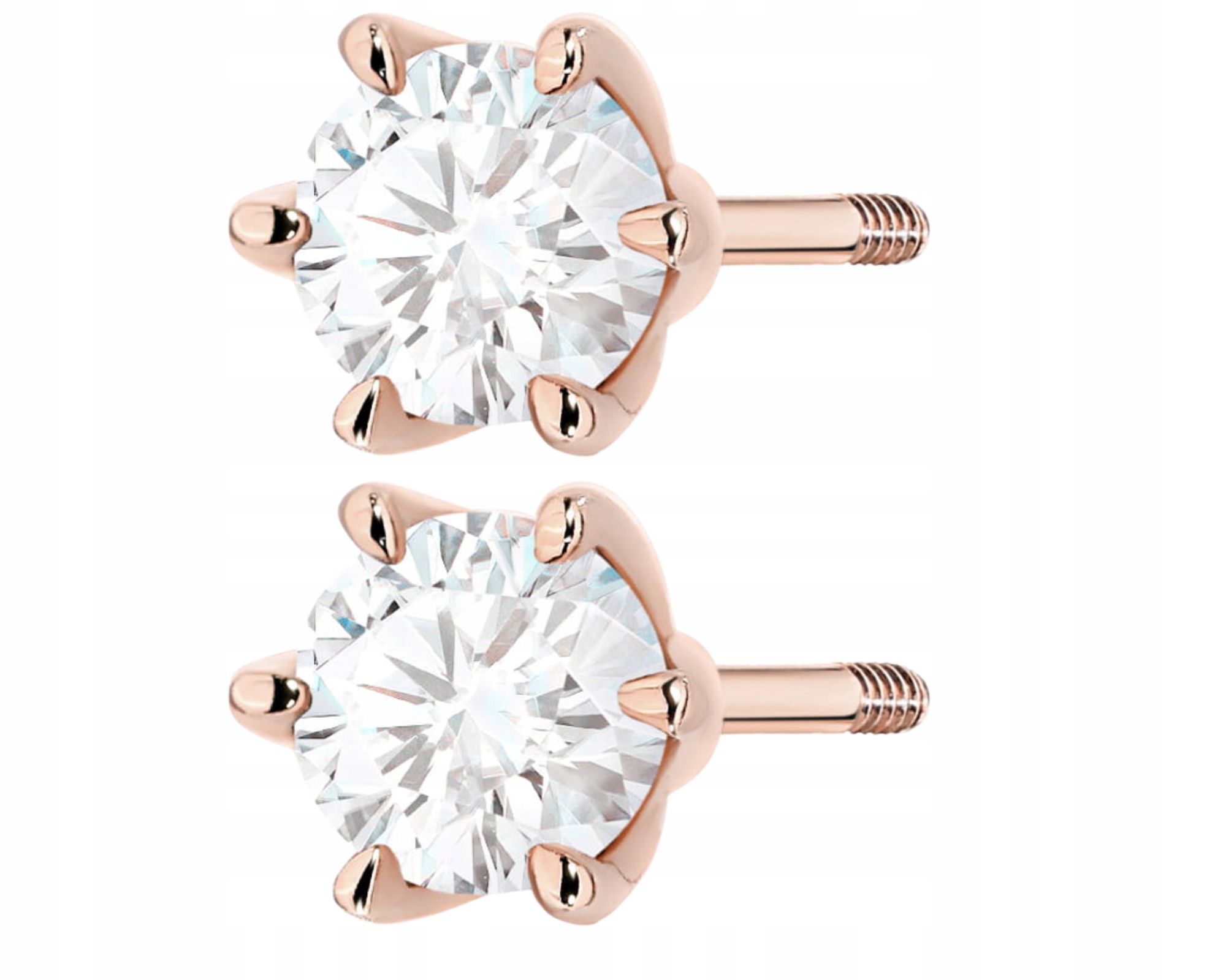 Růžové Zlato Náušnice Diamanty Lab Šroubovací Tyčinka Zlato 585