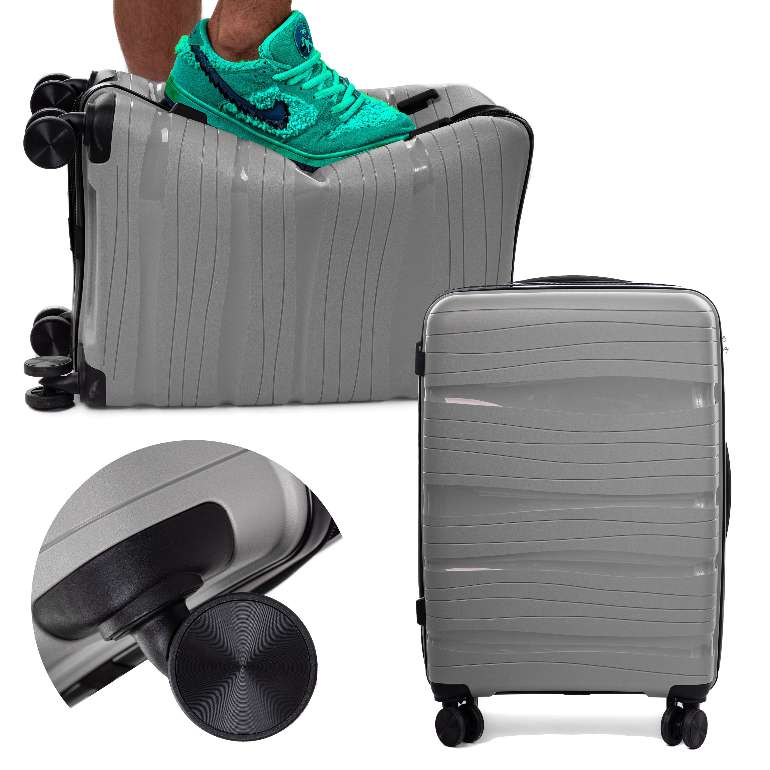 Walizka Duża XXL Niezniszczalna Rgl Podwójne Kółka Polipropylen Bagaż