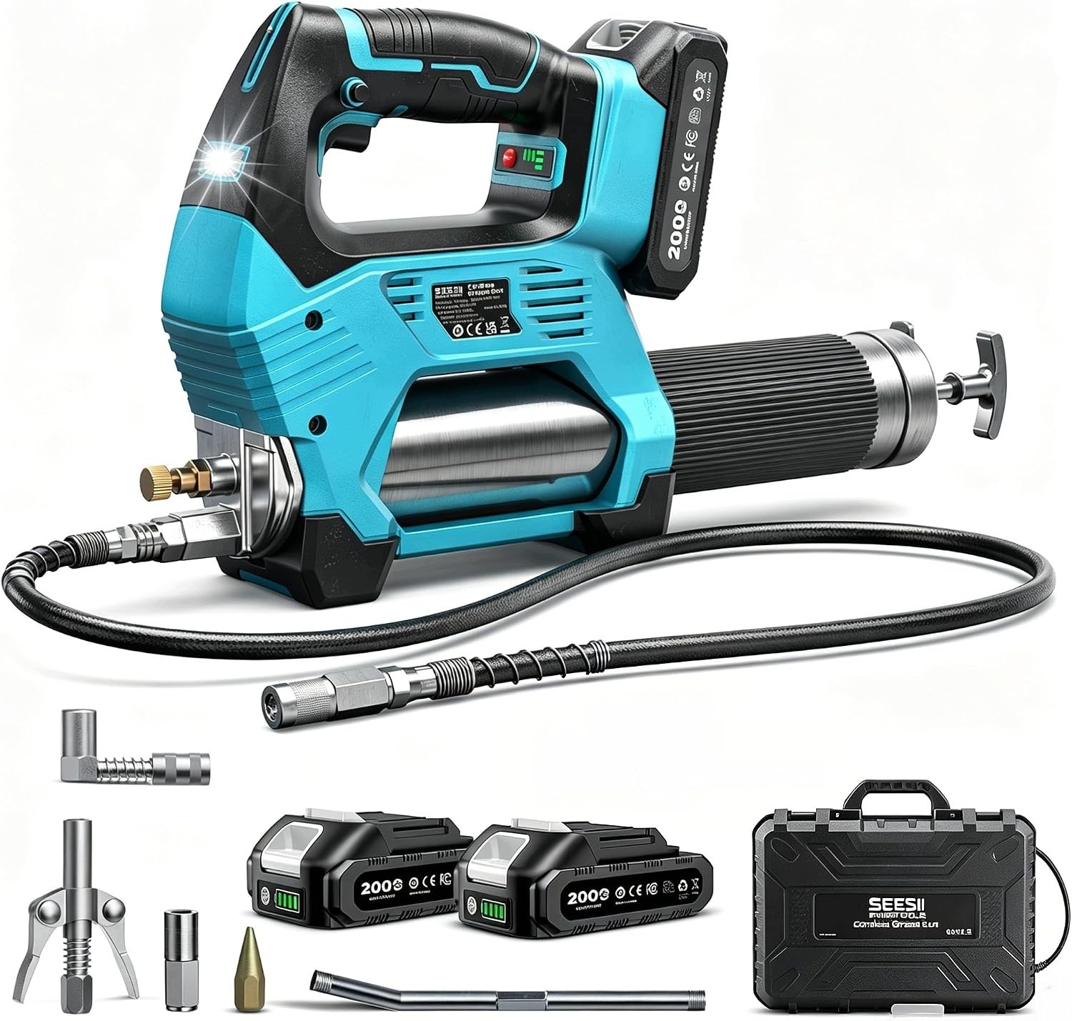 Seesii 6,7 oz/min Smarownica Akumulatorowa 827 bar W Walizce 12000PSI 400G