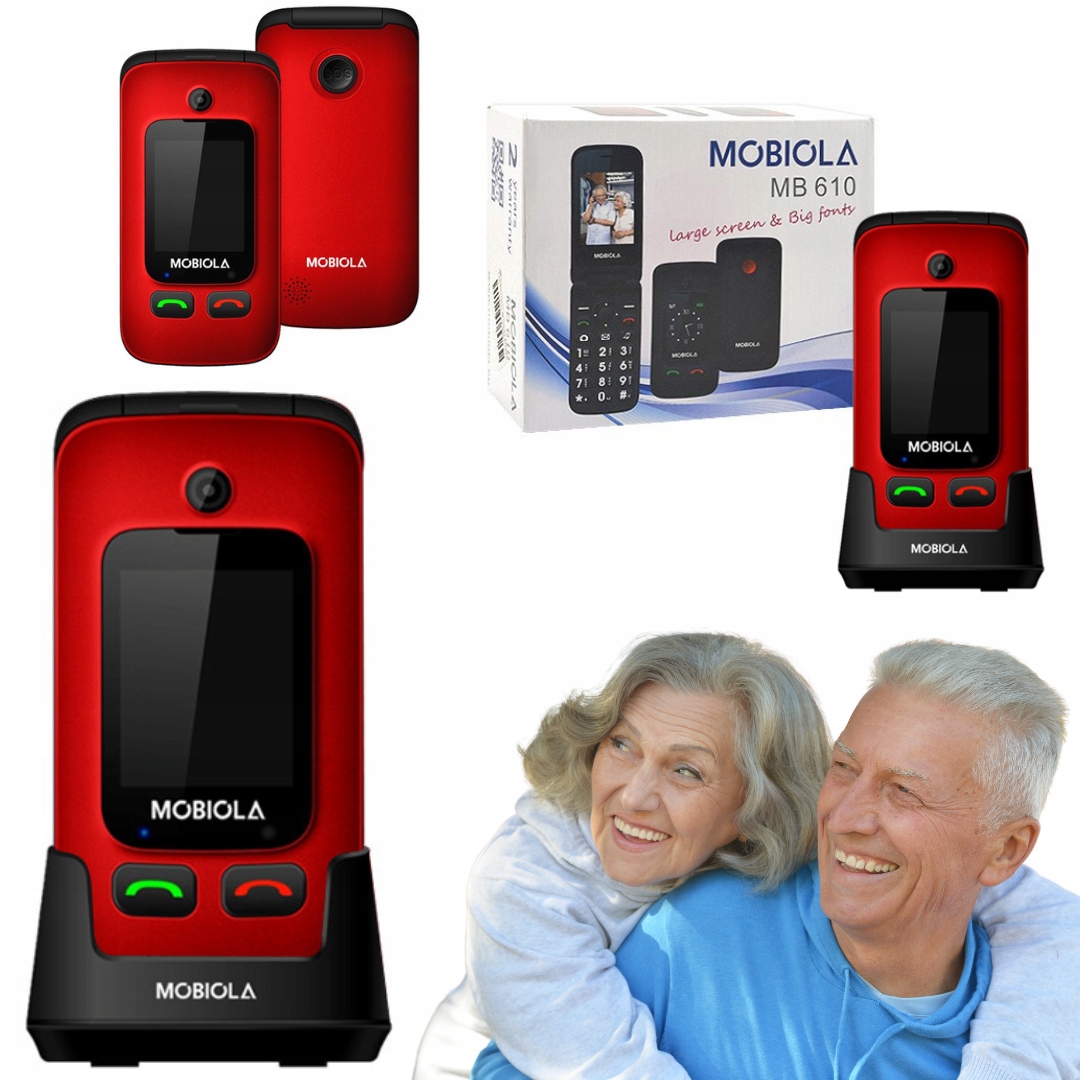 Telefon Pro Seniora Babičky Dědečka Velká Tlačítka Hlasitý Pevný Červený