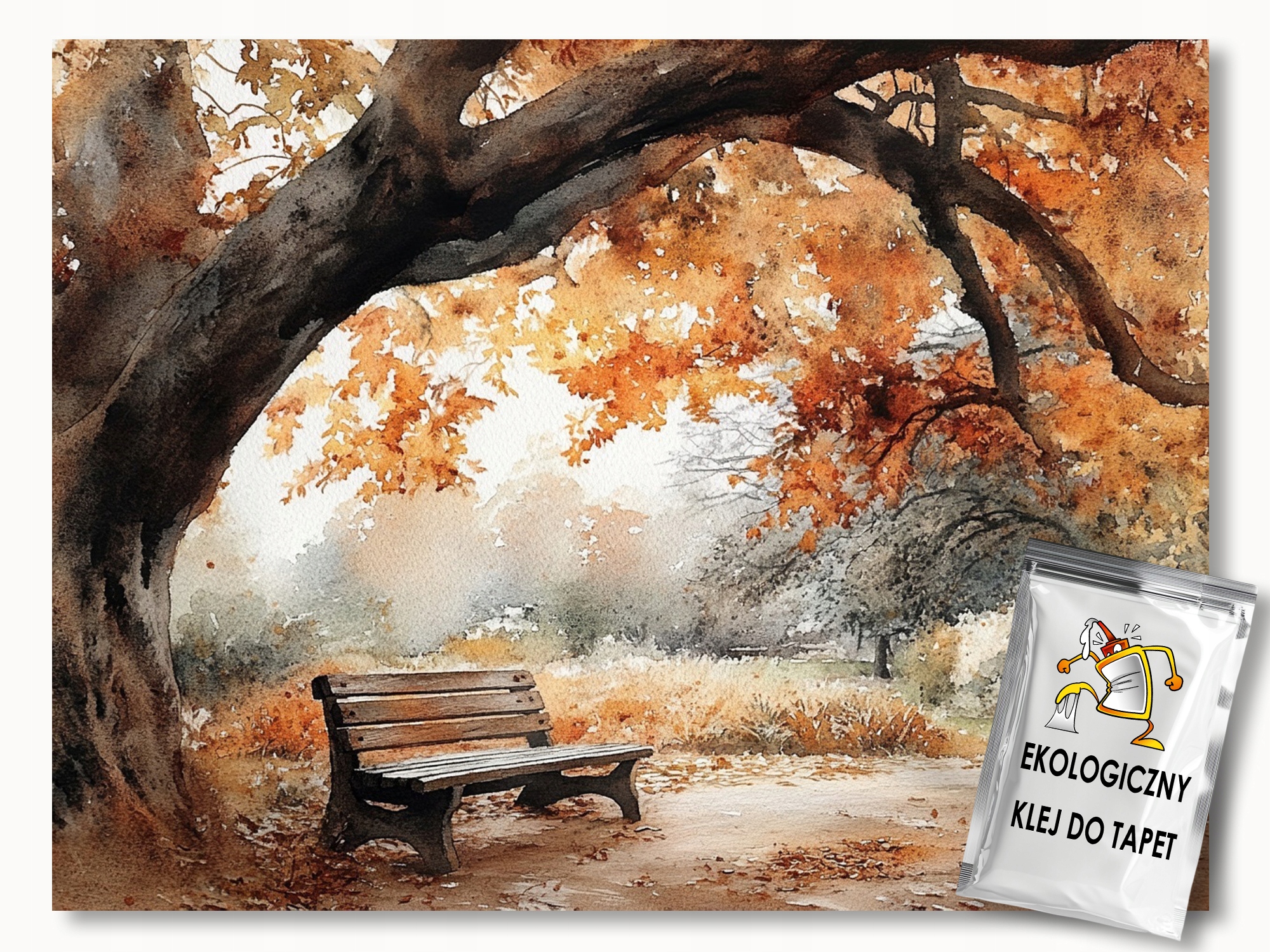 Fototapeta Flizelina Krajina Park Dřevo Lavička Podzim Rudost 400x280 110g