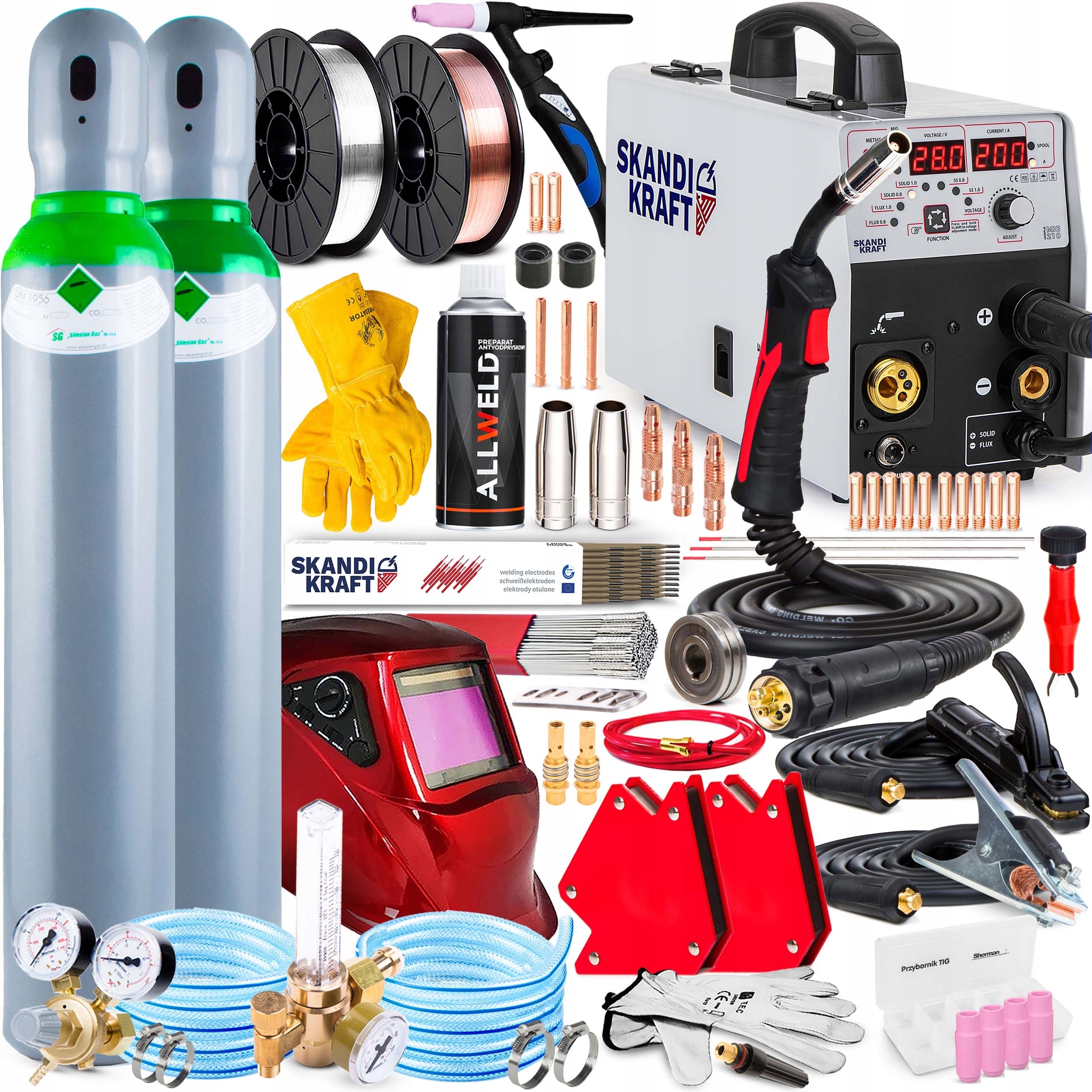 Svářečka Migomat Skandi Kraft Mig 210 Mma Tig 230V 200A Synergie Flux Igbt