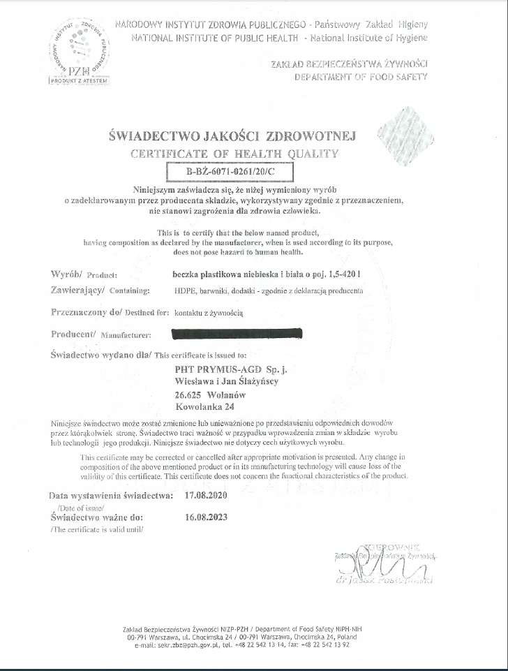 Beczka na deszczówkę plastikowa 100l na wodę Atest Pojemność 100 l