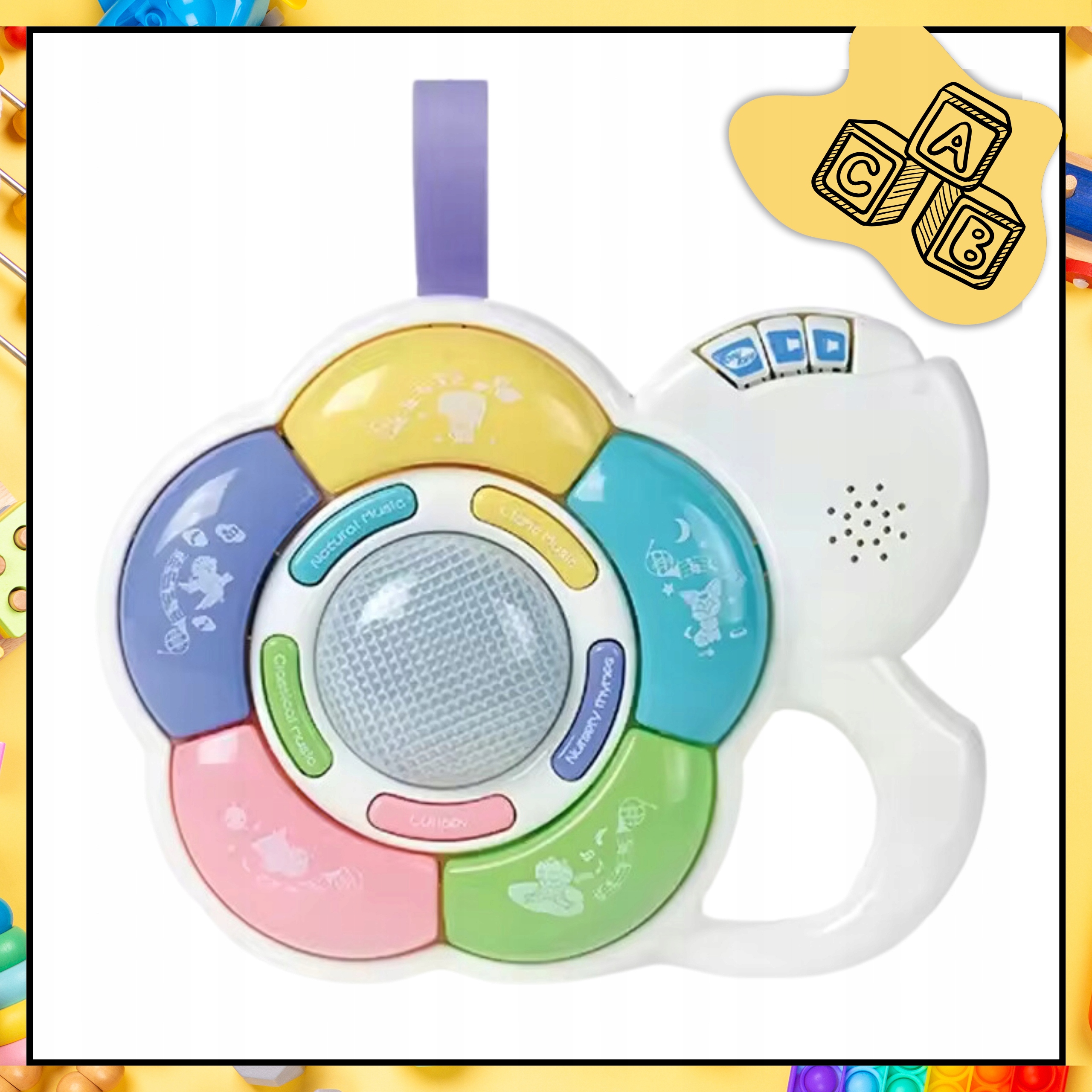 Interaktywna Pozytywka Kwiatuszek Światełka Różnorodne Melodie Zwierzątka Kolor biały