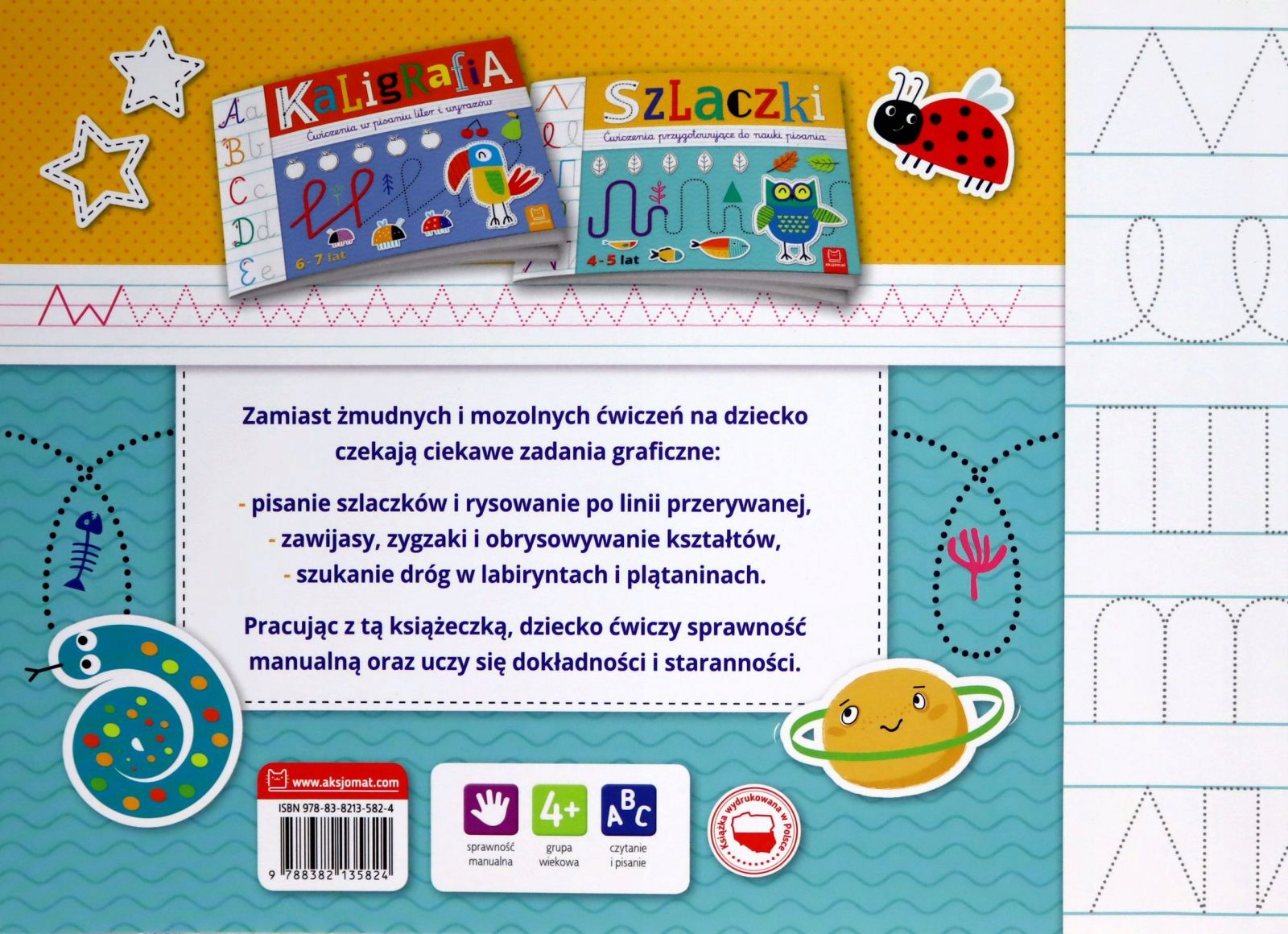 Szlaczki. Ćwiczenia przygotowujące do nauki pisania 4-5 lat Agata Kaczyńska ISBN 9788382135824