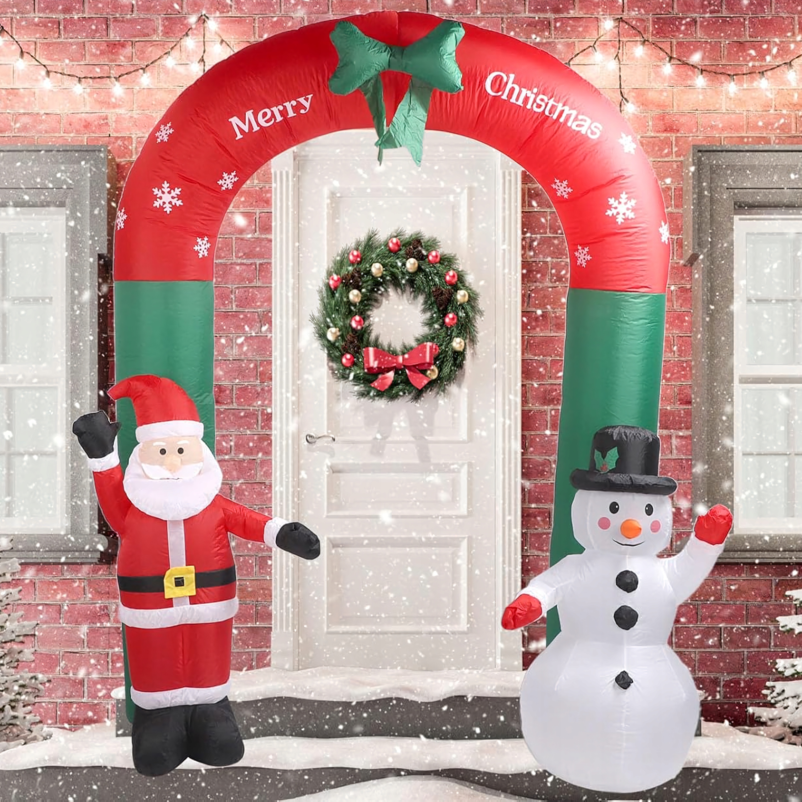 250x200cm SANTA CLAUS SNĚHULÁK NAFUKOVACÍ BRÁNA VÁNOČNÍ NAFUKOVACÍ LED SNĚHULÁK MOTIV