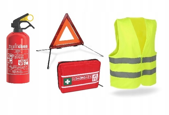 Sada Automobilů Hasicí Přístroj Trojúhelníková Lékárnička Výstražná Vesta Mini