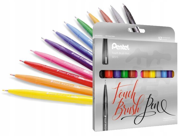 

Pisaki markery Pentel Sign Pen Brush SES15 12 kol.