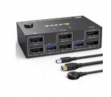 Przełącznik KVM 2 monitory 2 komputery DisplayPort 8K/4K USB 3 POWYSTAWOWY