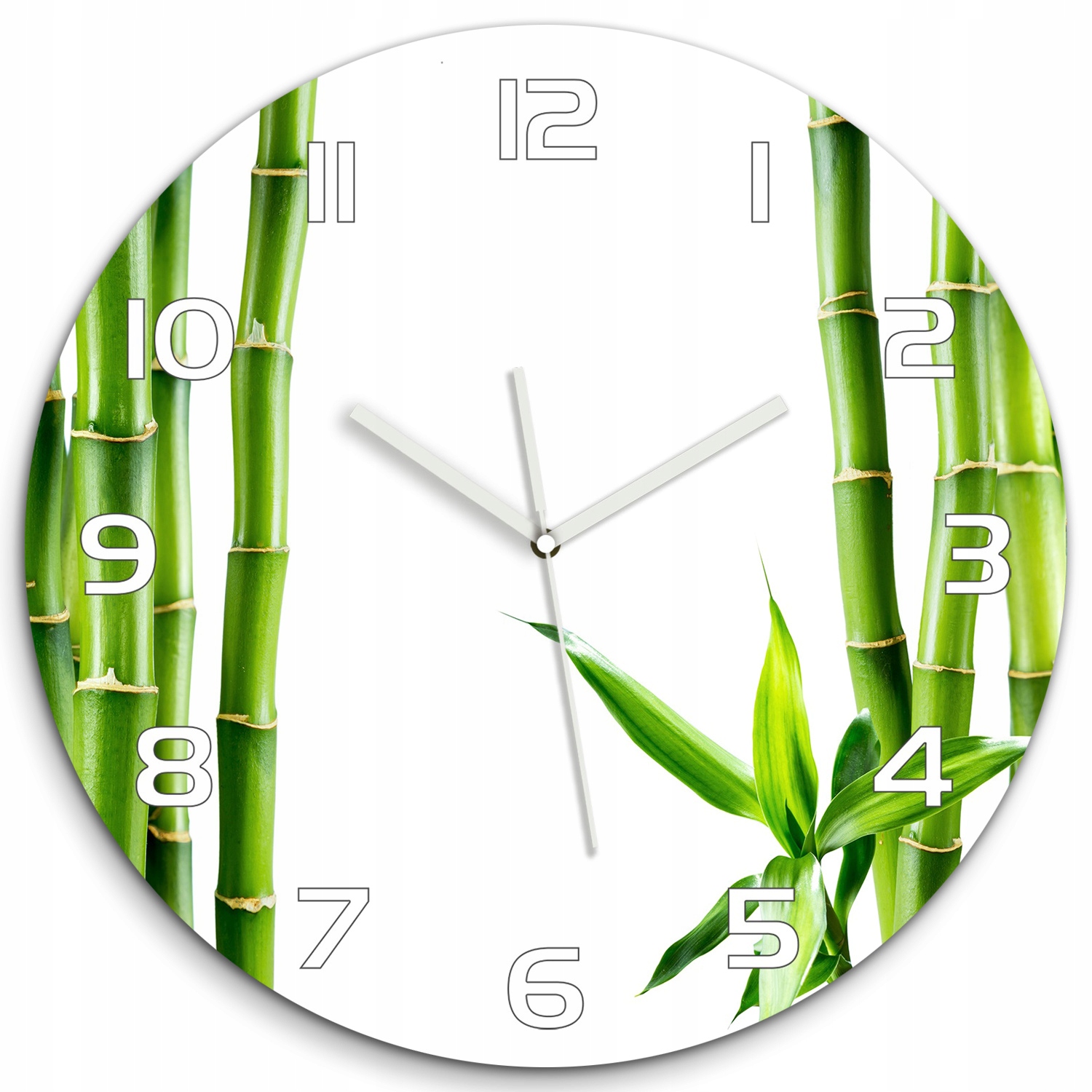 

Duży okrągły szklany zegar ścienny Bambus fi 60 cm