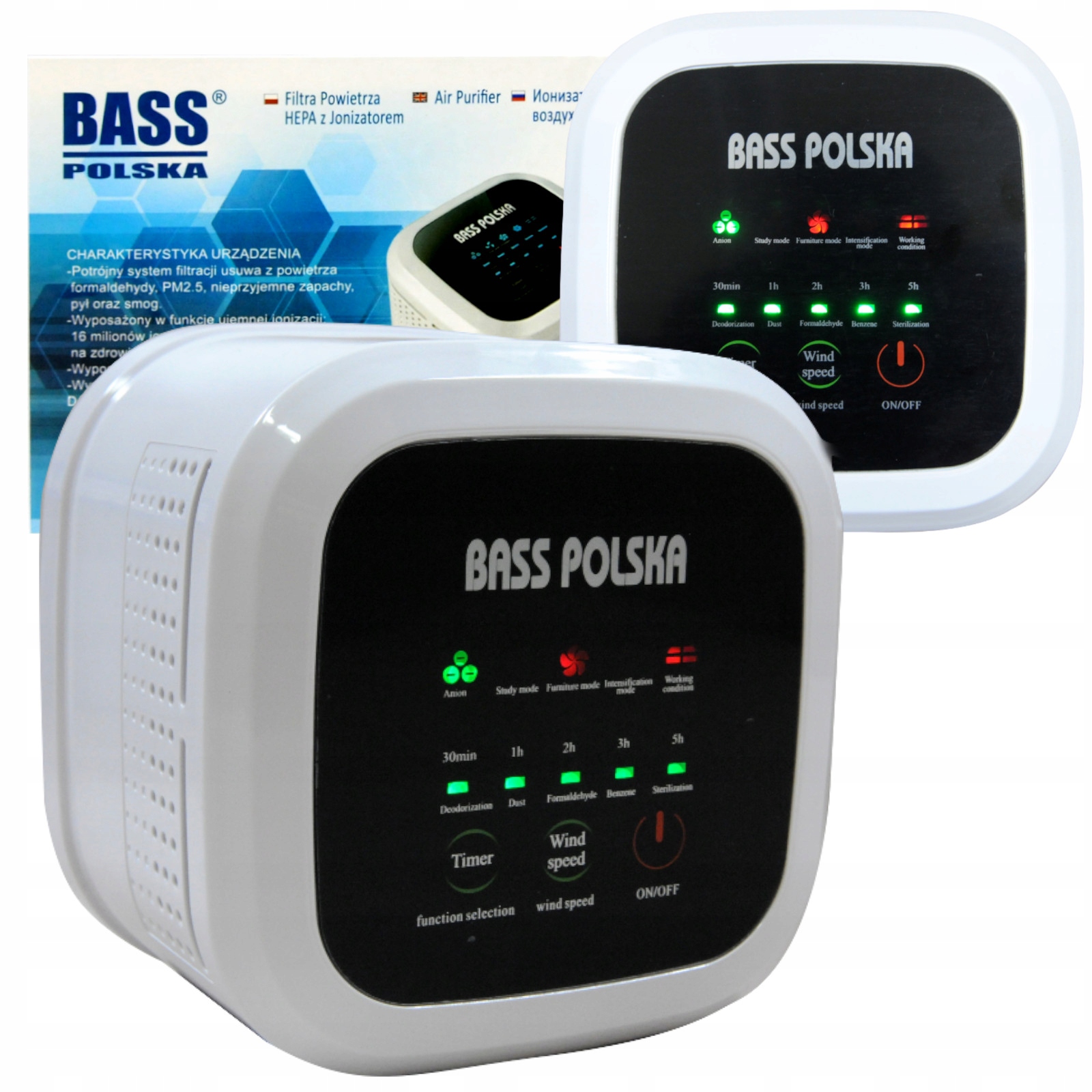 

Bass Oczyszczacz Powietrza Jonizator Filtr Hepa 5W