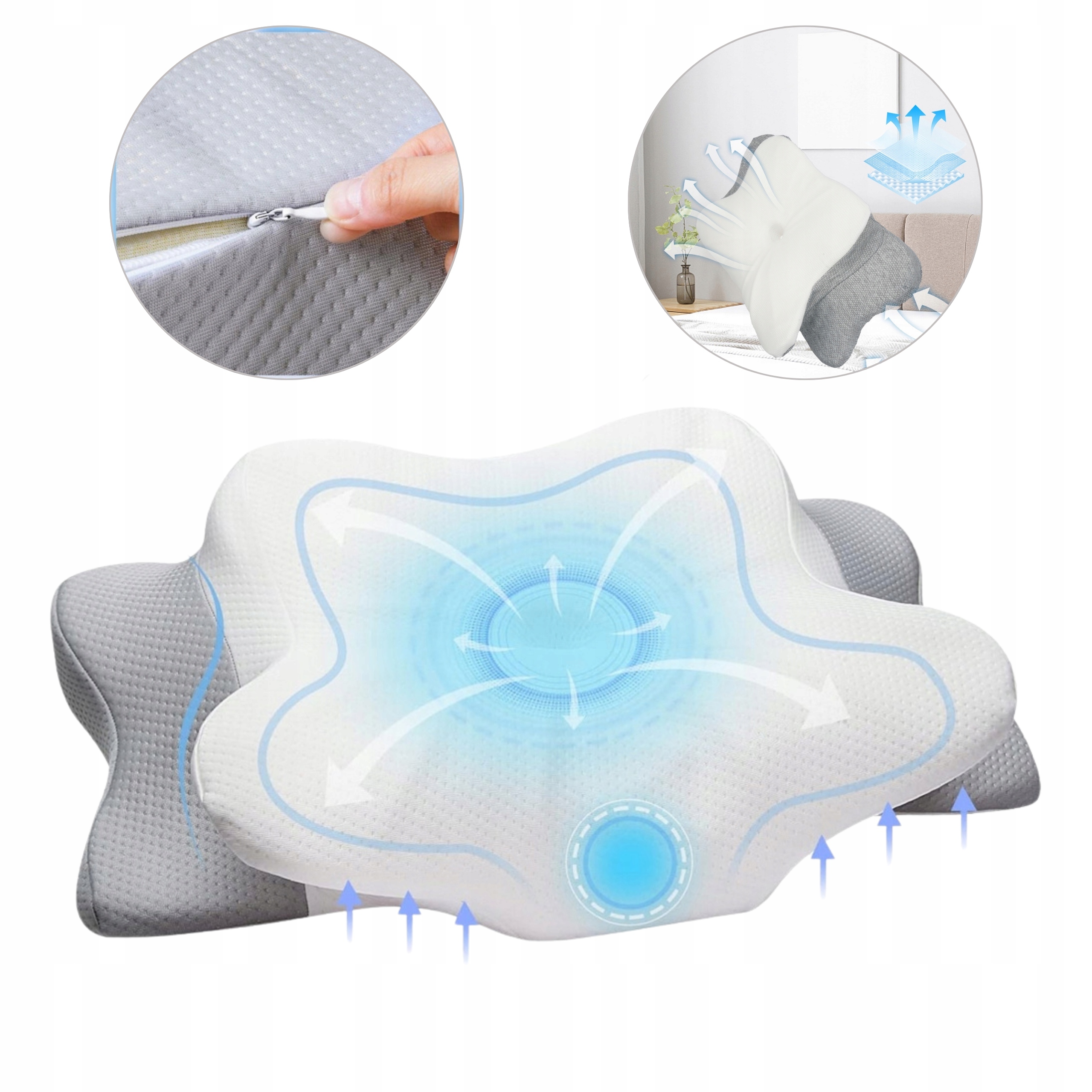 Poduszka Ortopedyczna Ergonomiczna Pianka Pamięciowa Ból Szyi I Ramion