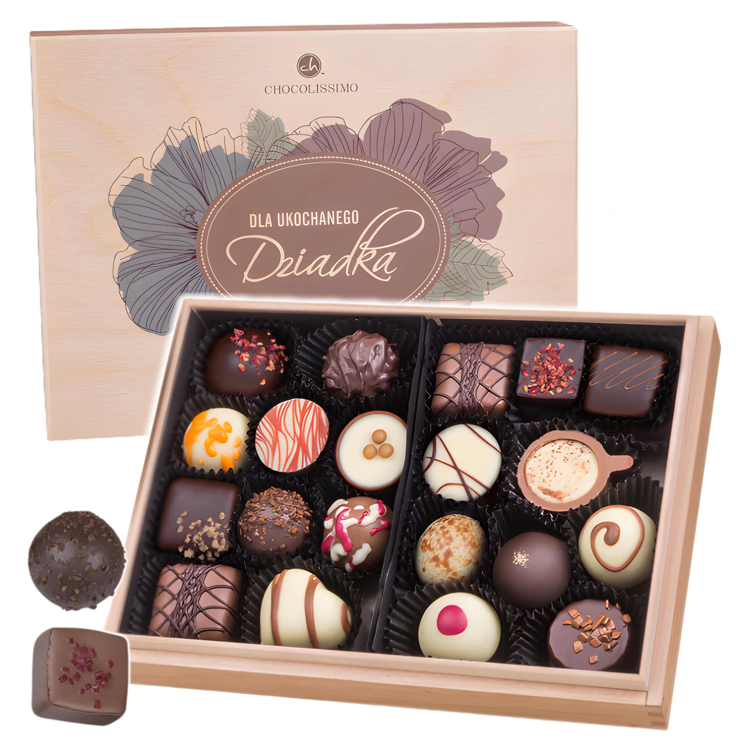 Den dědečka, čokoládky Belgické Pralinky bonboniéra 20 ks 250 g