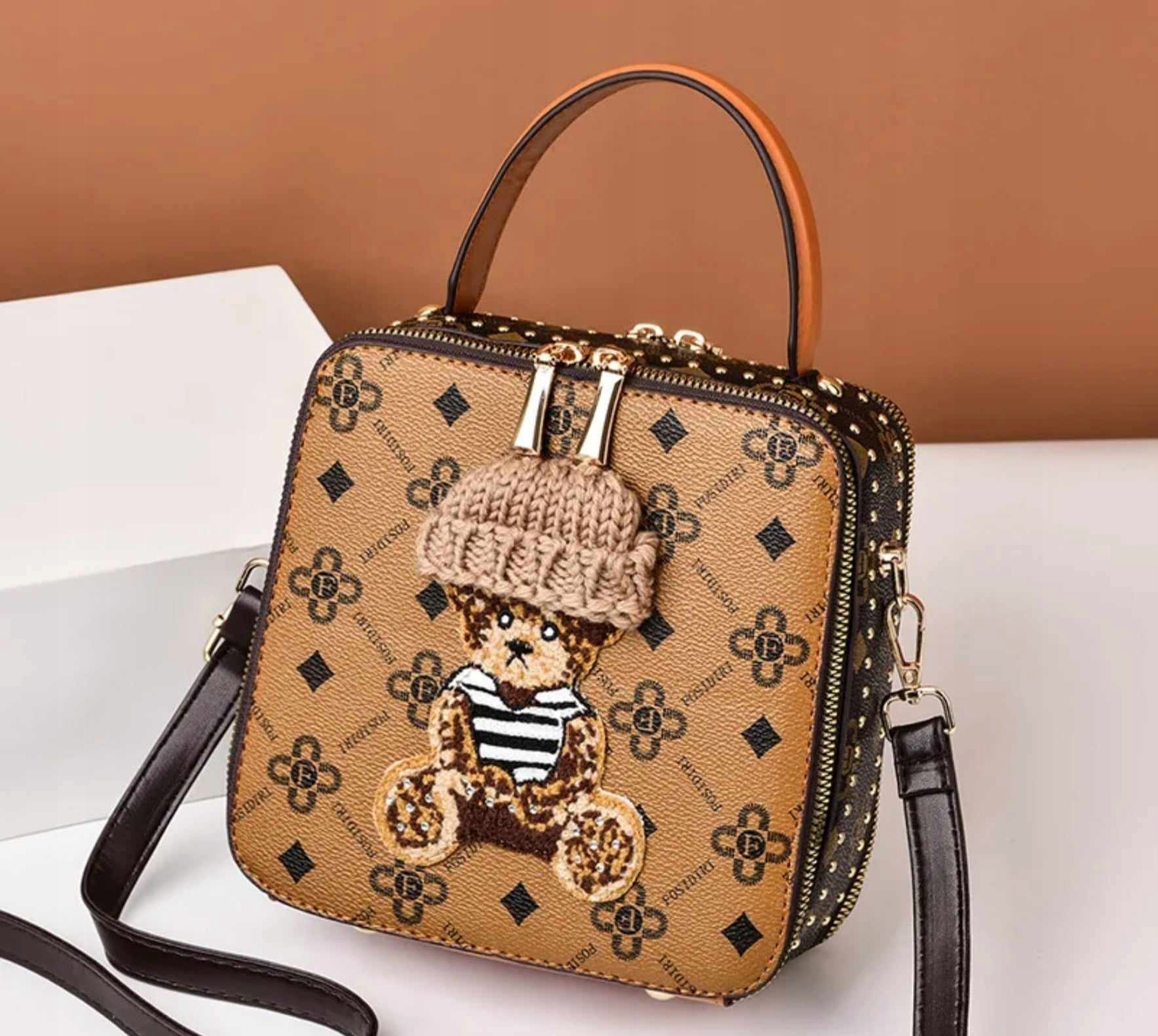 TORBA TOREBKA DAMSKA LISTONOSZKA KUFEREK NA RAMIĘ MAŁA MIŚ TEDDY BAG KARMEL Marka bez marki