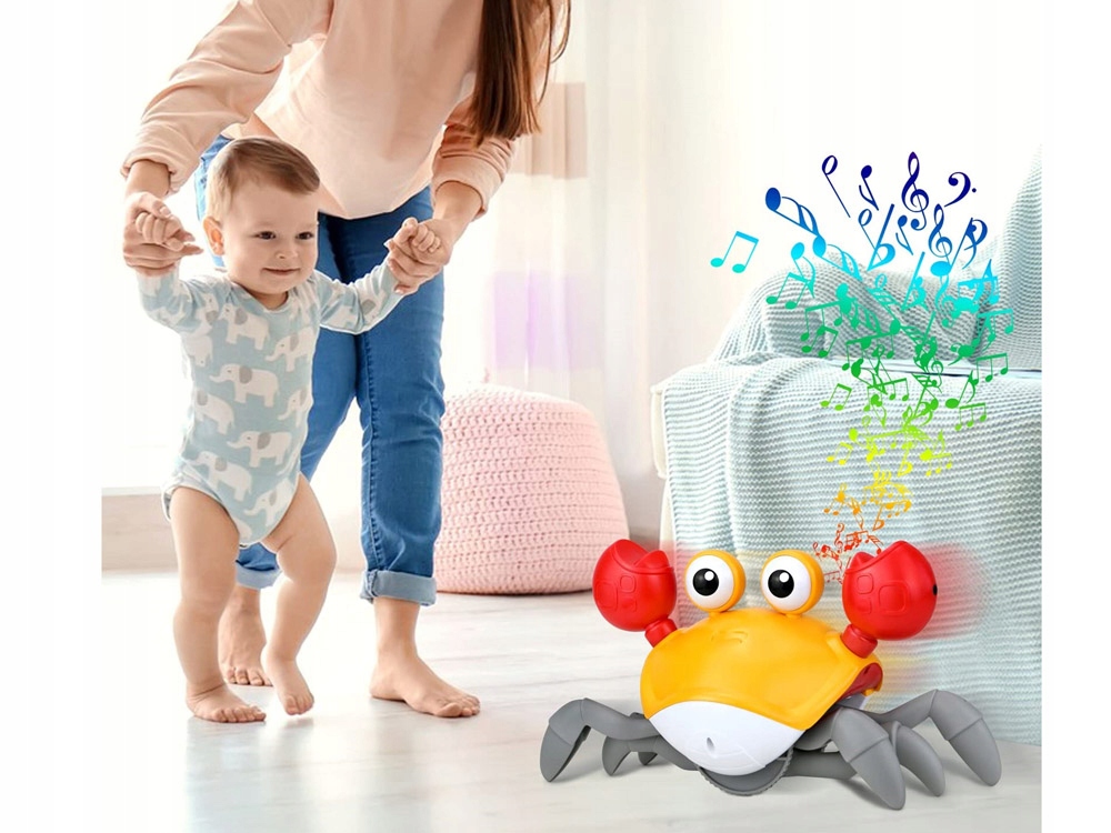 Pełzający KRAB Uciekający Interaktywna Zabawka LED + BATERIE XXL Wiek dziecka 0 +