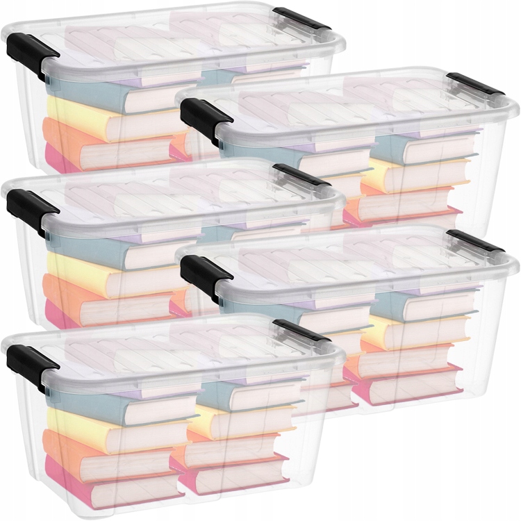 POJEMNIK PLASTIKOWY PUDŁO HOME BOX UNIWERSALNY Z POKRYWKĄ MOCNY 8L 5SZT