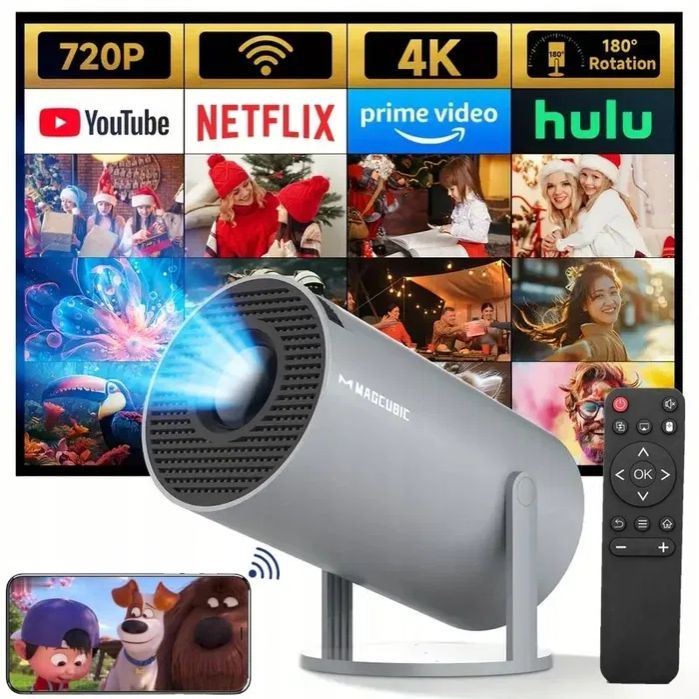 Projektorový Projektor Android Tv Wifi Hd Smart Otočný Reproduktor Sivý HY300 Pro