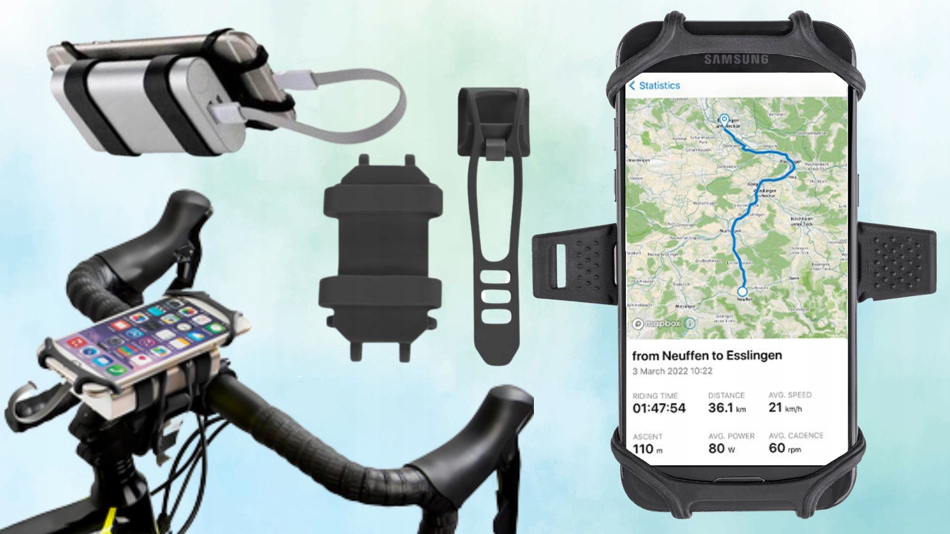 UCHWYT NA ROWER ROWEROWY NA TELEFON POWERBANK 6" STABILNY DOBRZE SIĘ TRZYMA Przeznaczenie telefon