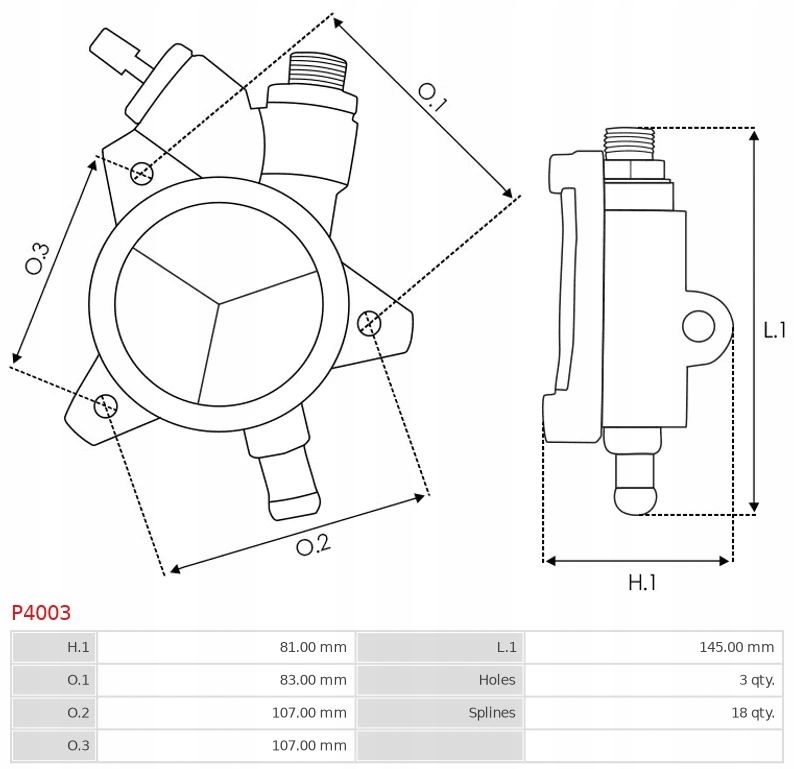 NOWA POMPA VACUM ALTERNATORA FORD TRANSIT 2.5 TD Kod producenta P4003