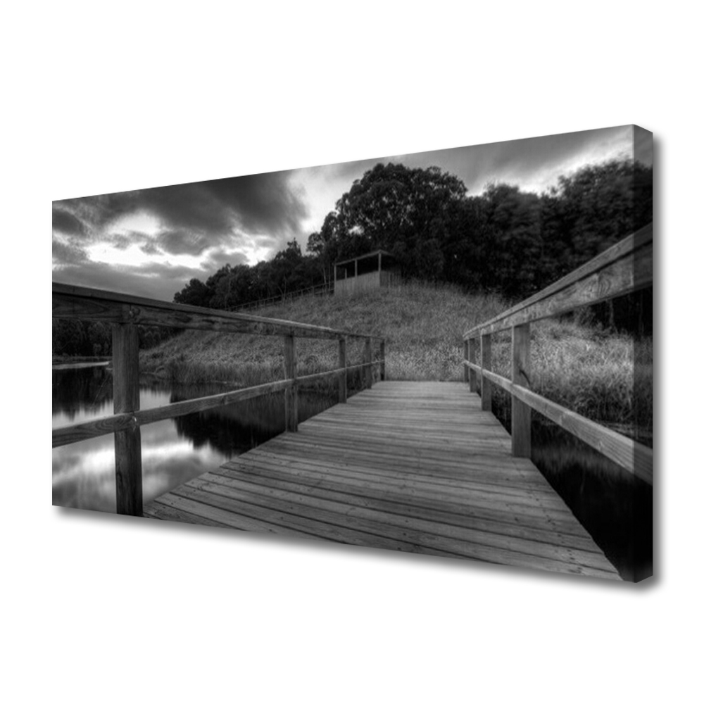 obraz na plátně Molo Černobílé jezero 120x60