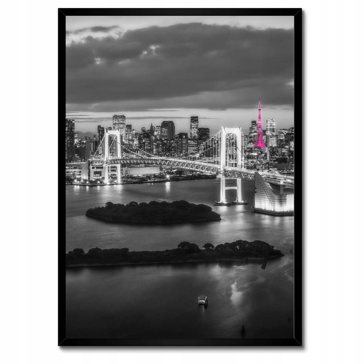 Plakáty v rámu 50x70 Růžová Eiffelova věž Most