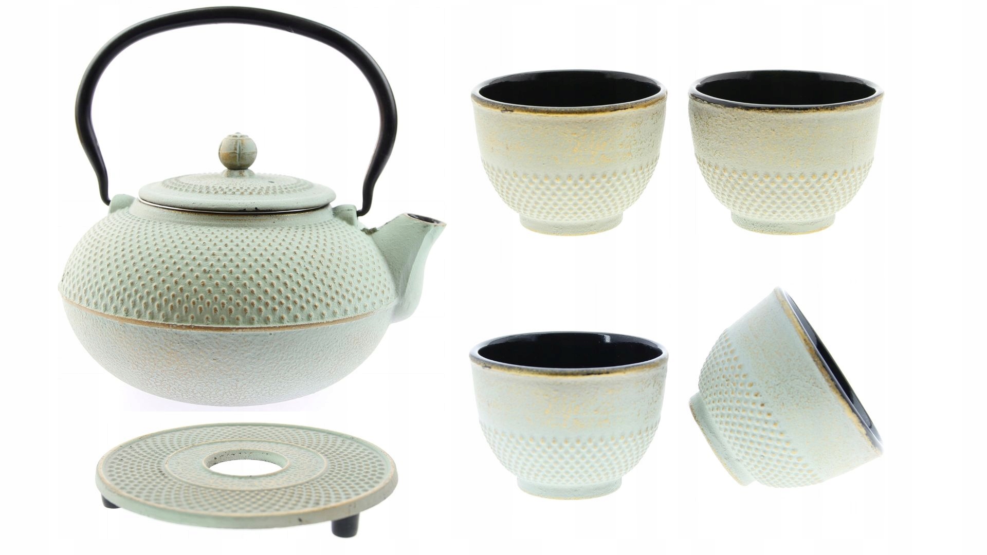 Kanvica 1,5L Liatinová 4x Šálky Podložka Sada