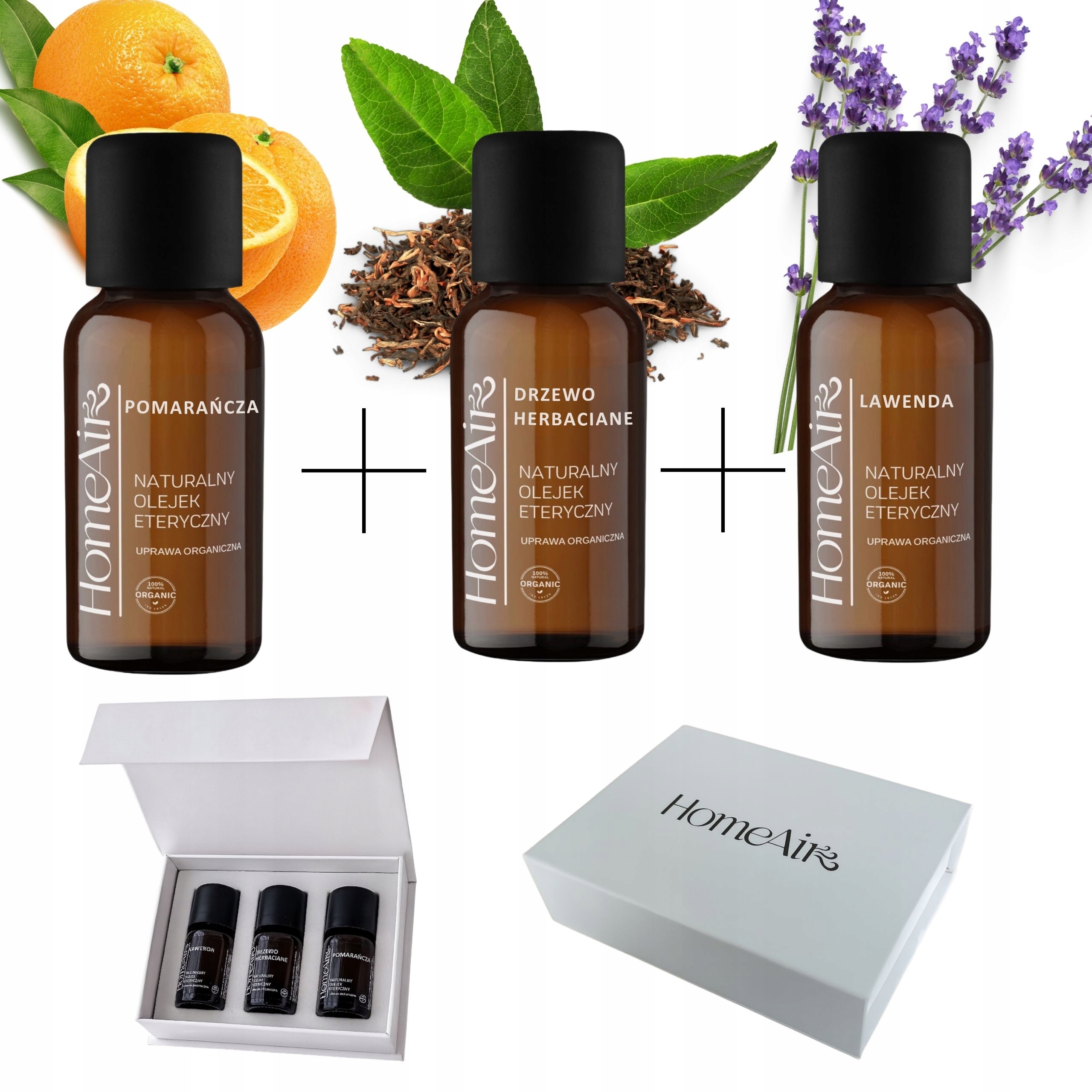 Olejek Eteryczny Zestaw 3 naturalnych olejków jakość Iso 16128 Aromaterapia