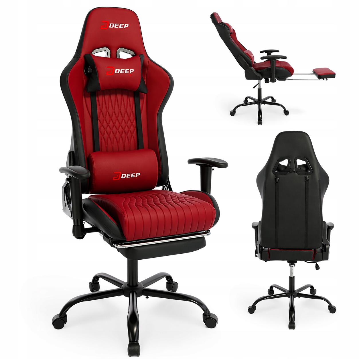 Červená Herní Židle Pro Hráče Do Kanceláře, Pohodlná Podnožka Na Nohy
