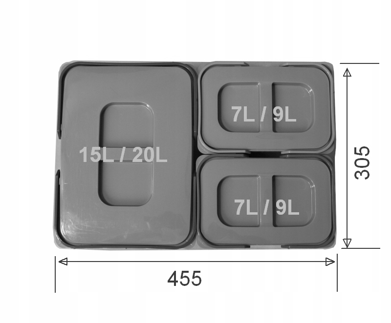 Kosz sortownik segregator pojemnik na śmieci 7L Szerokość produktu 22.5 cm