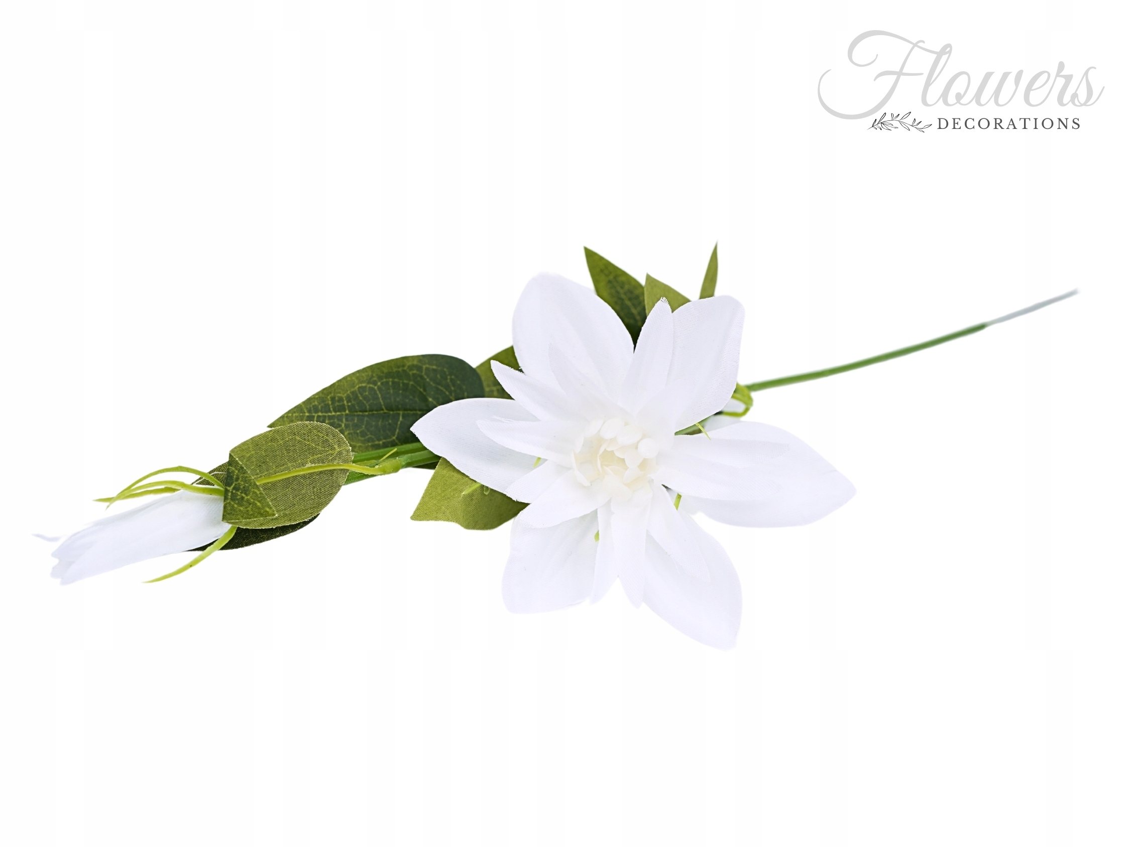 SZTUCZNY KLEMATIS BIAŁY KWIAT 60cm PIK KWIAT I LISCIE DO BUKIETÓW STROIKÓW Marka Topoblu