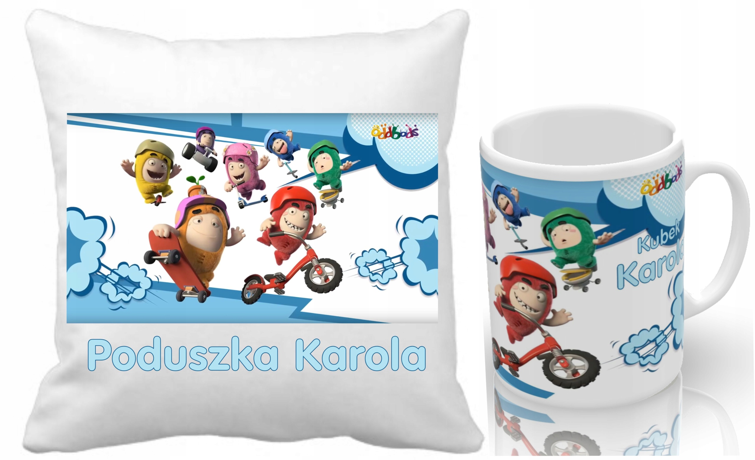 ODDBODS ZESTAW PODUSZKA+KUBEK+IMIĘ DUŻO WZORÓW