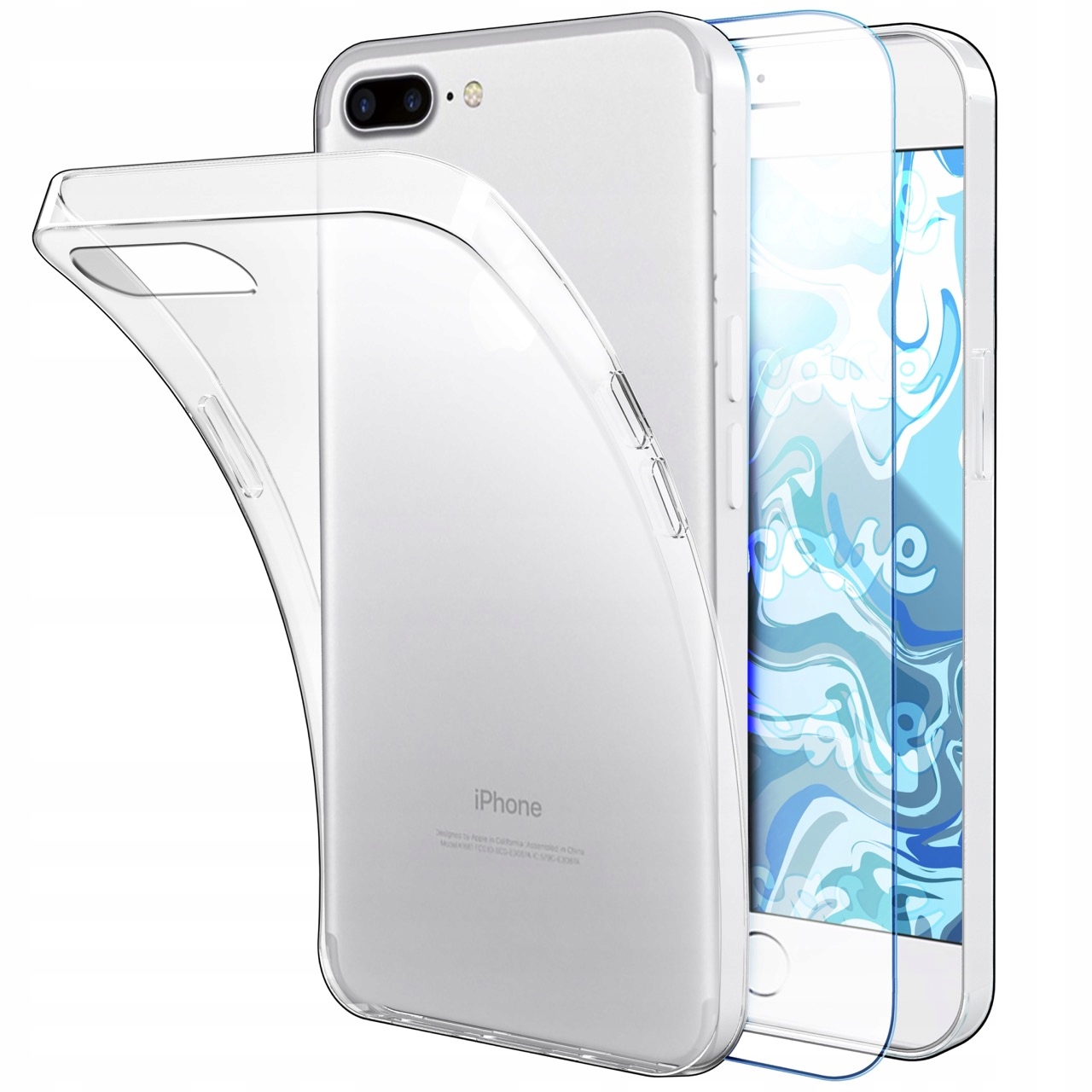 Etui Do iPhone 8 Plus iPhone 7 Plus (Przezroczyste, Silikonowe) Szkło-Zdjęcie-0