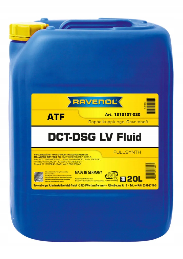Olej RAVENOL DCT-DSG LV Fluid 20L+ GRATIS