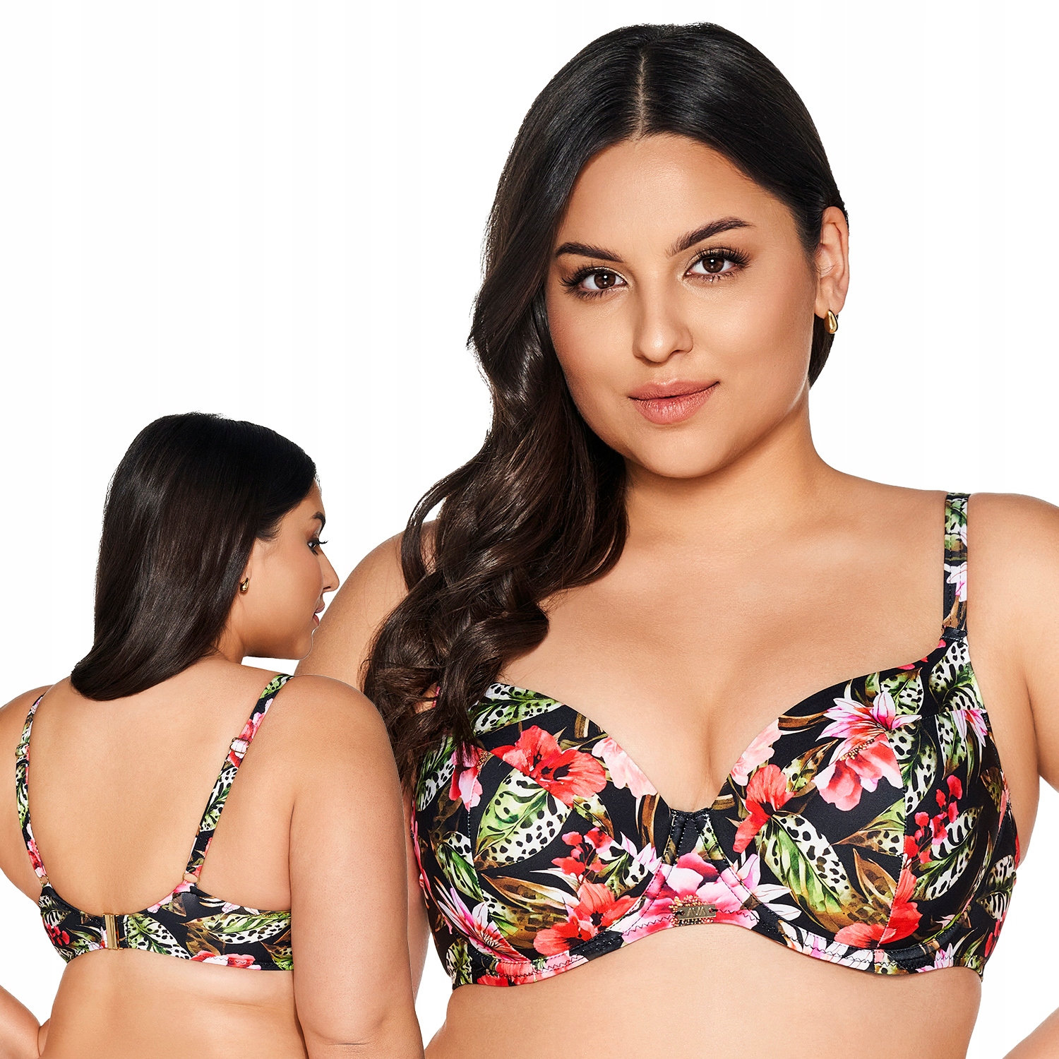 Ava SK-218 floral Květinový plavkový kostým podprsenka Vyztužená 65F