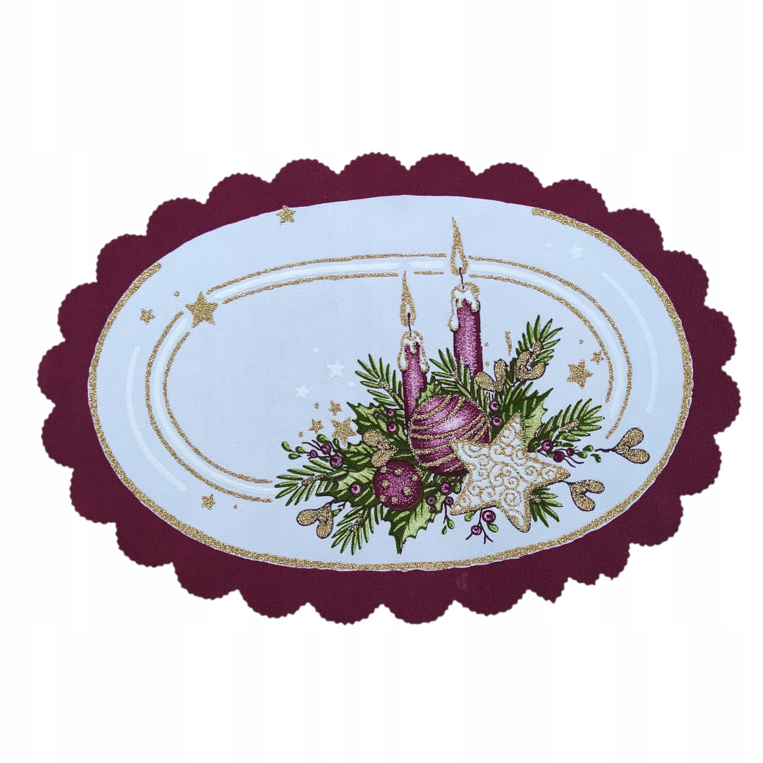 Serwetka Świąteczna 20x30 cm ŚWIECZKI bordowa