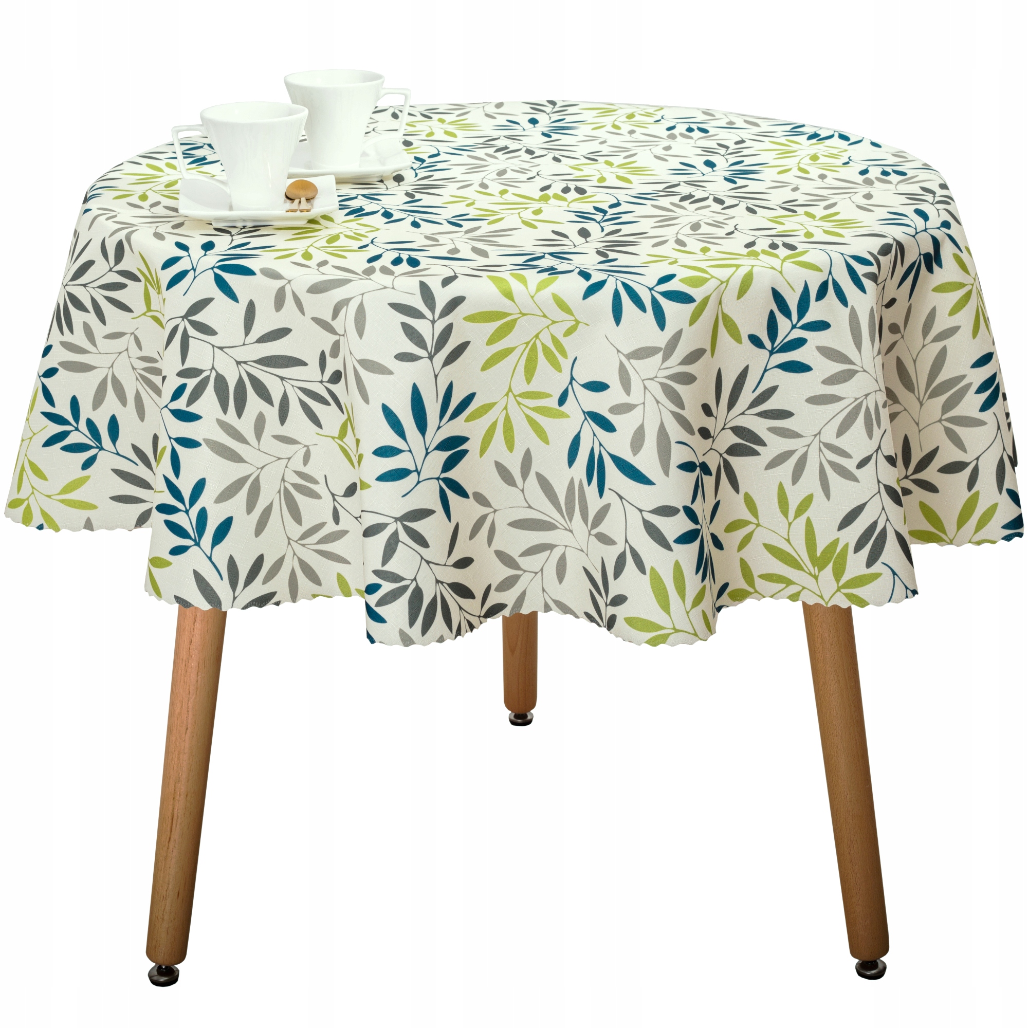 Obrus Plamoodporny Elbrus Druk U3 Liście Laurowe Okrągły fi 120 cm