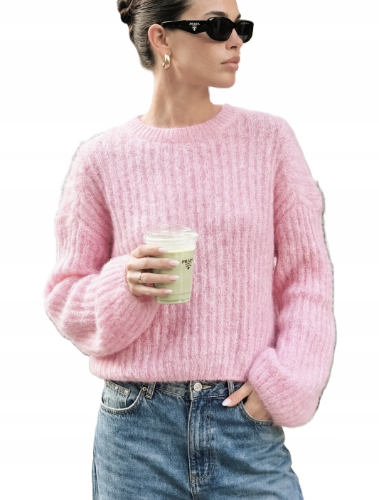 Cocomore Yarn Premium Svetr Zvonek Kid Moher Růžový New