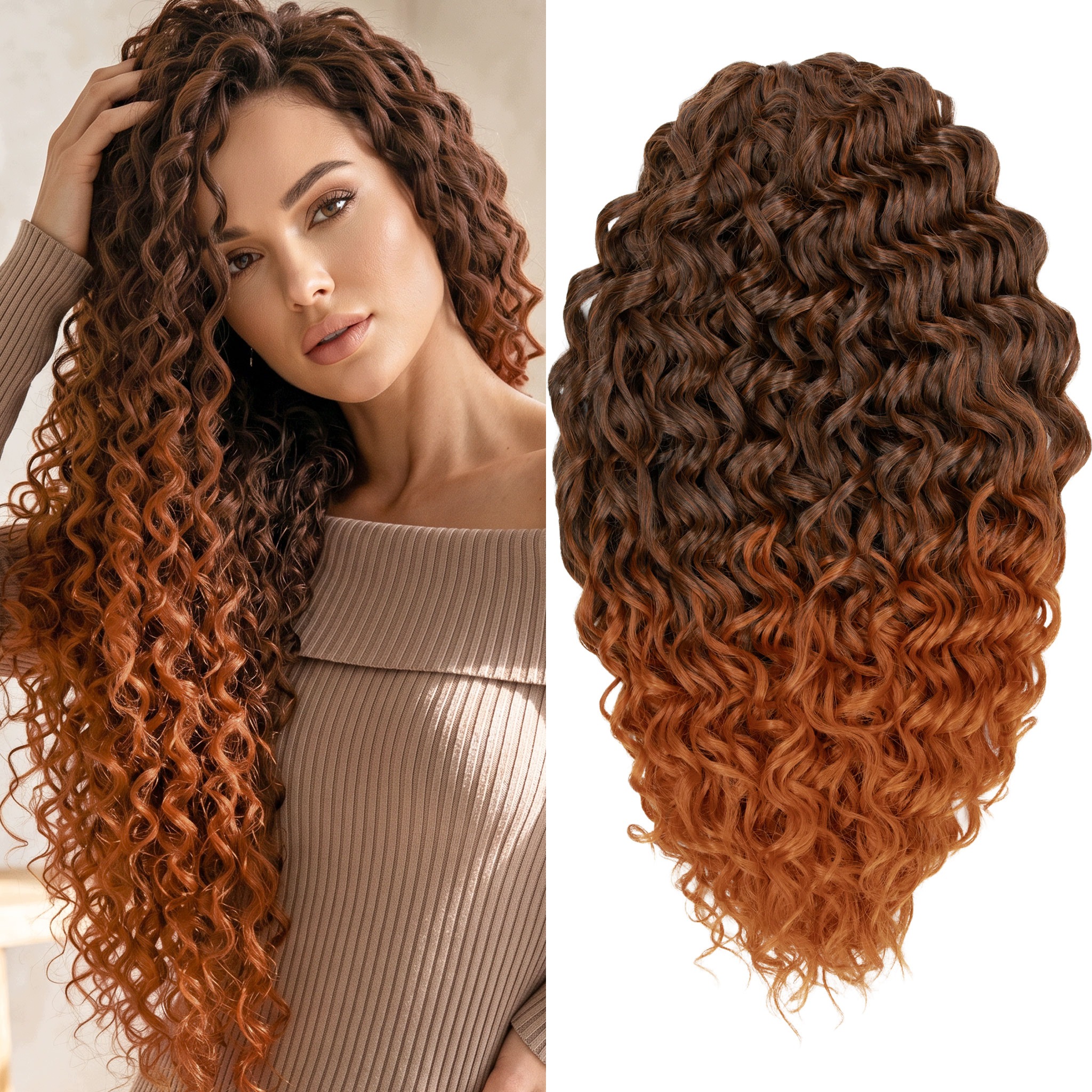 Włosy syntetyczne sztuczne Afroloki Jessica Pro 50cm 300g brąz rude ombre
