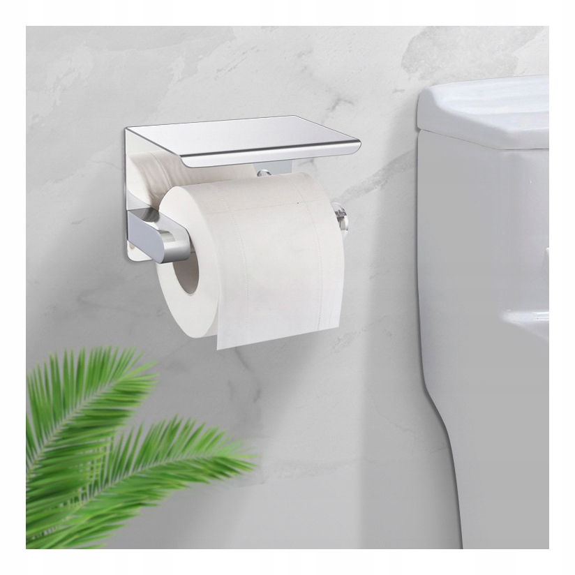 Uchwyt na papier toaletowy Z PÓŁKĄ NA TELEFON loft wc SREBRNY CHROM połysk Przeznaczenie na papier